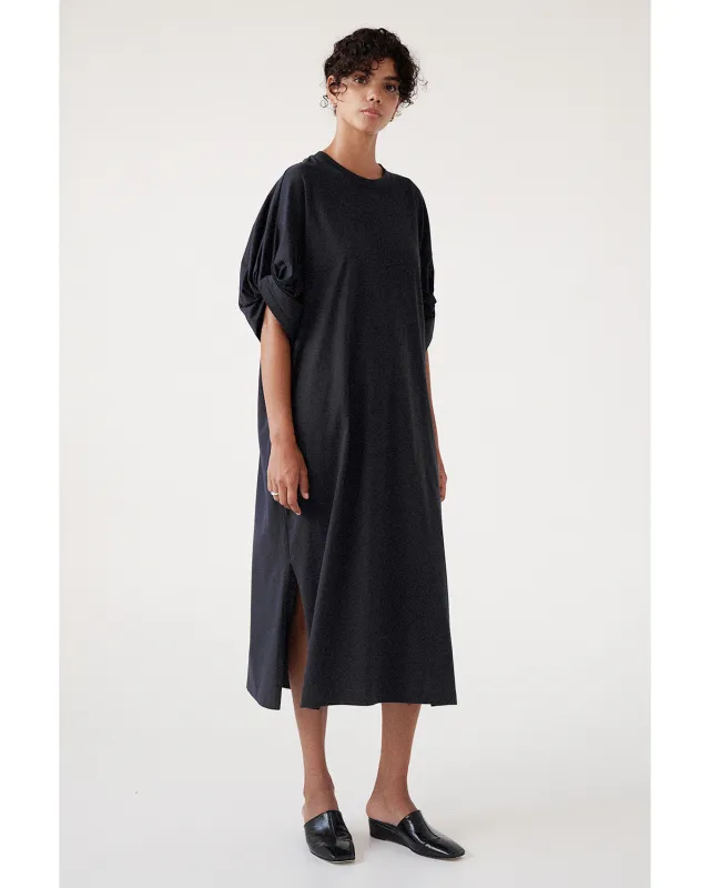 TWISTED SLEEVE TEE DRESS IN BLACK made by Sayaka Davis