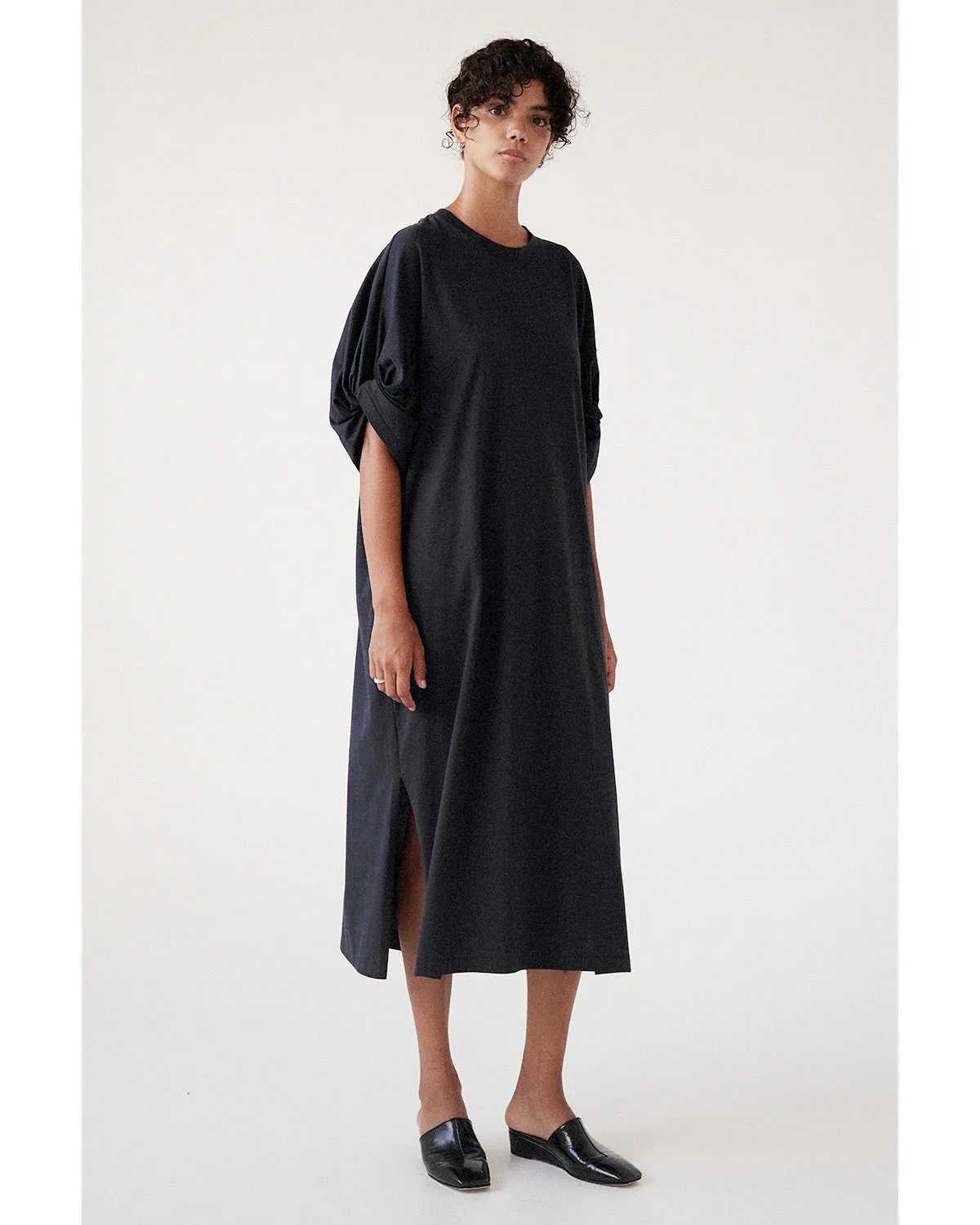 TWISTED SLEEVE TEE DRESS IN BLACK sold by Sayaka Davis