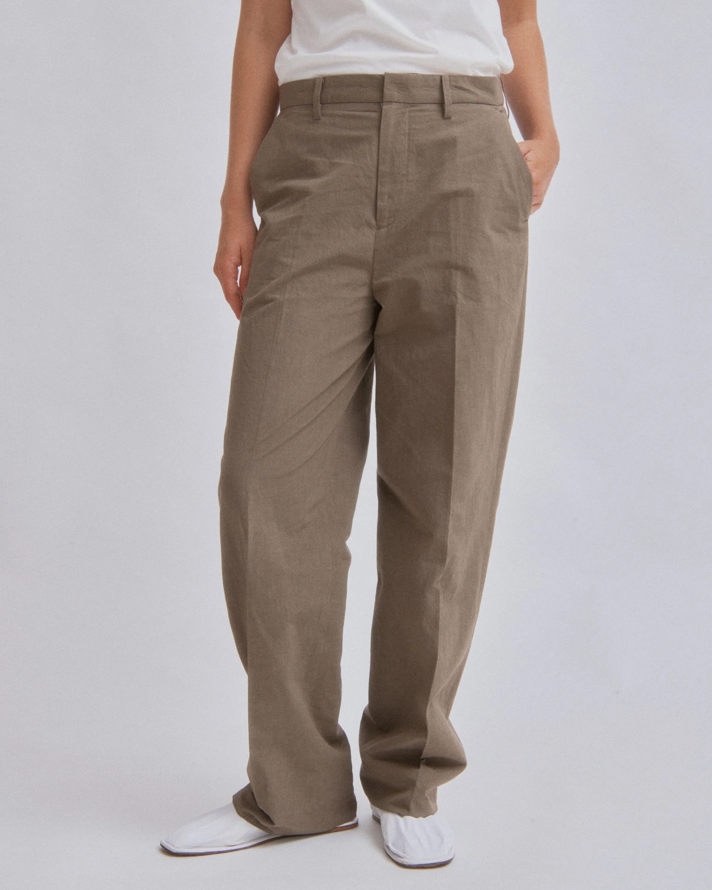 Straight Leg Trousers in Moss Gray sold by Sayaka Davis