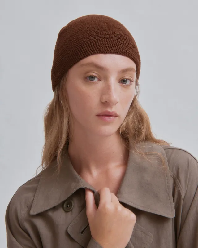 Crochet Beanie in Wood made by Sayaka Davis