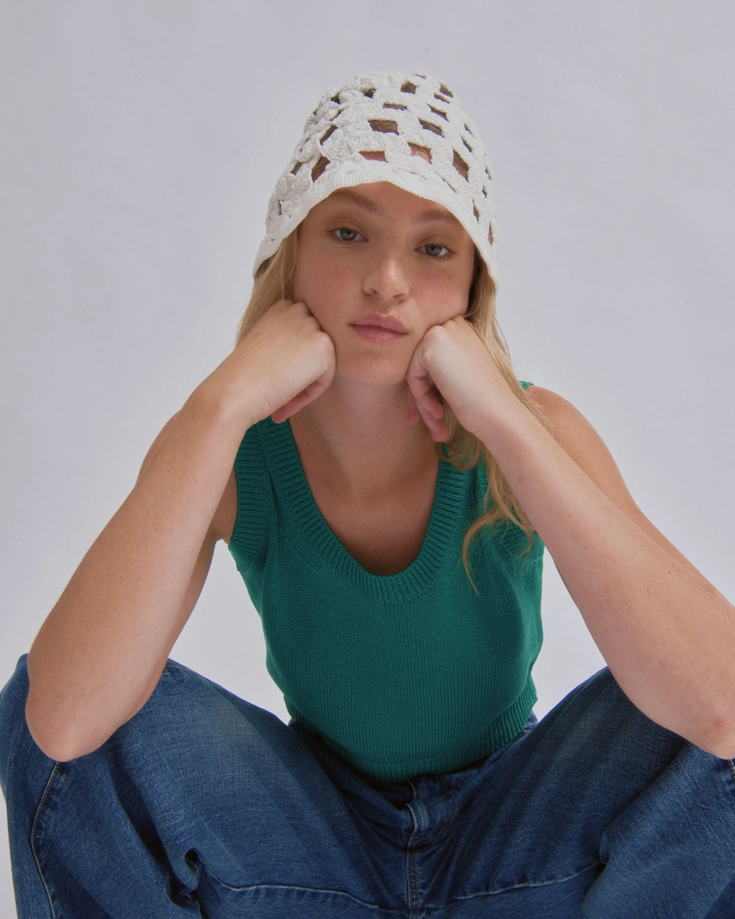 Crochet Hat in White sold by Sayaka Davis product image thumbnail 4