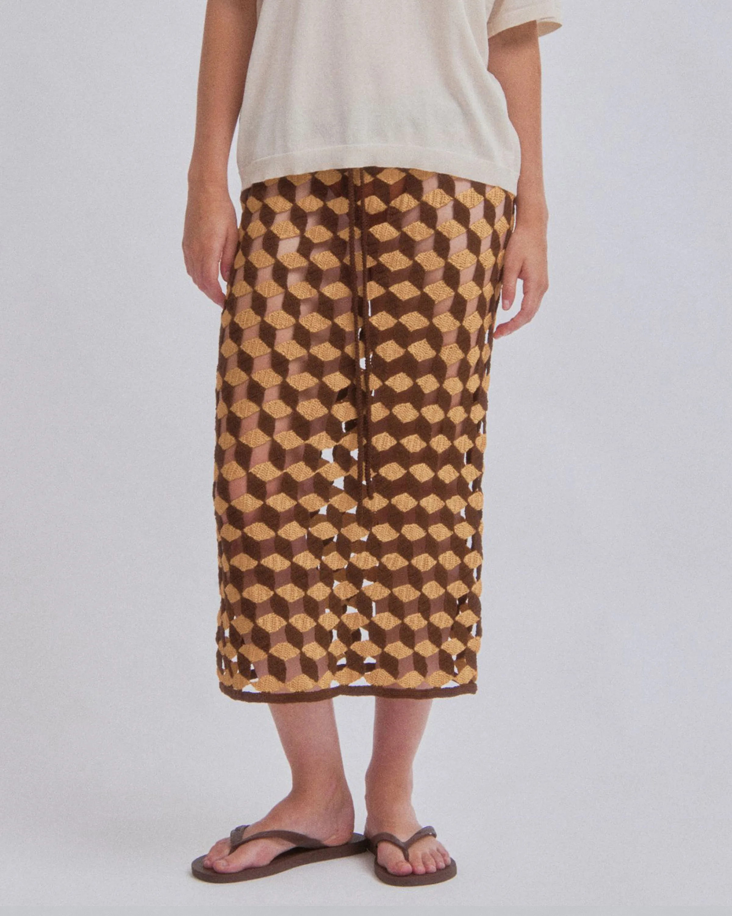 Crochet Skirt in Sun x Wood sold by Sayaka Davis