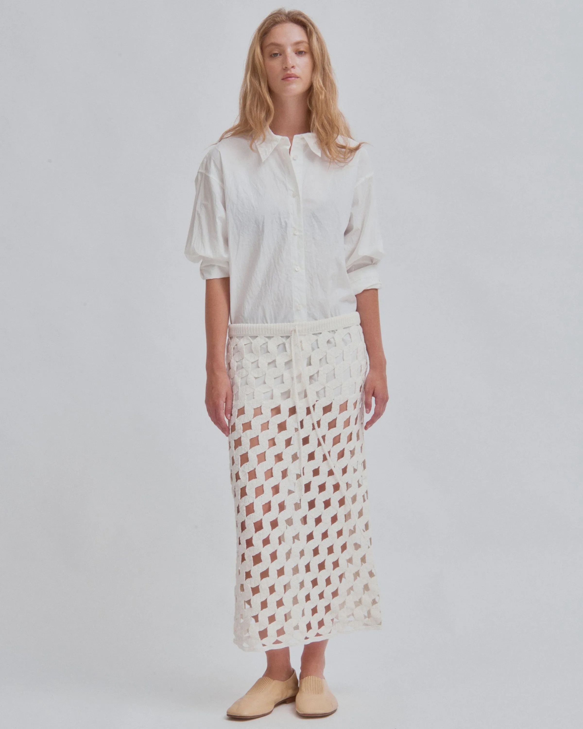 Crochet Skirt in White sold by Sayaka Davis