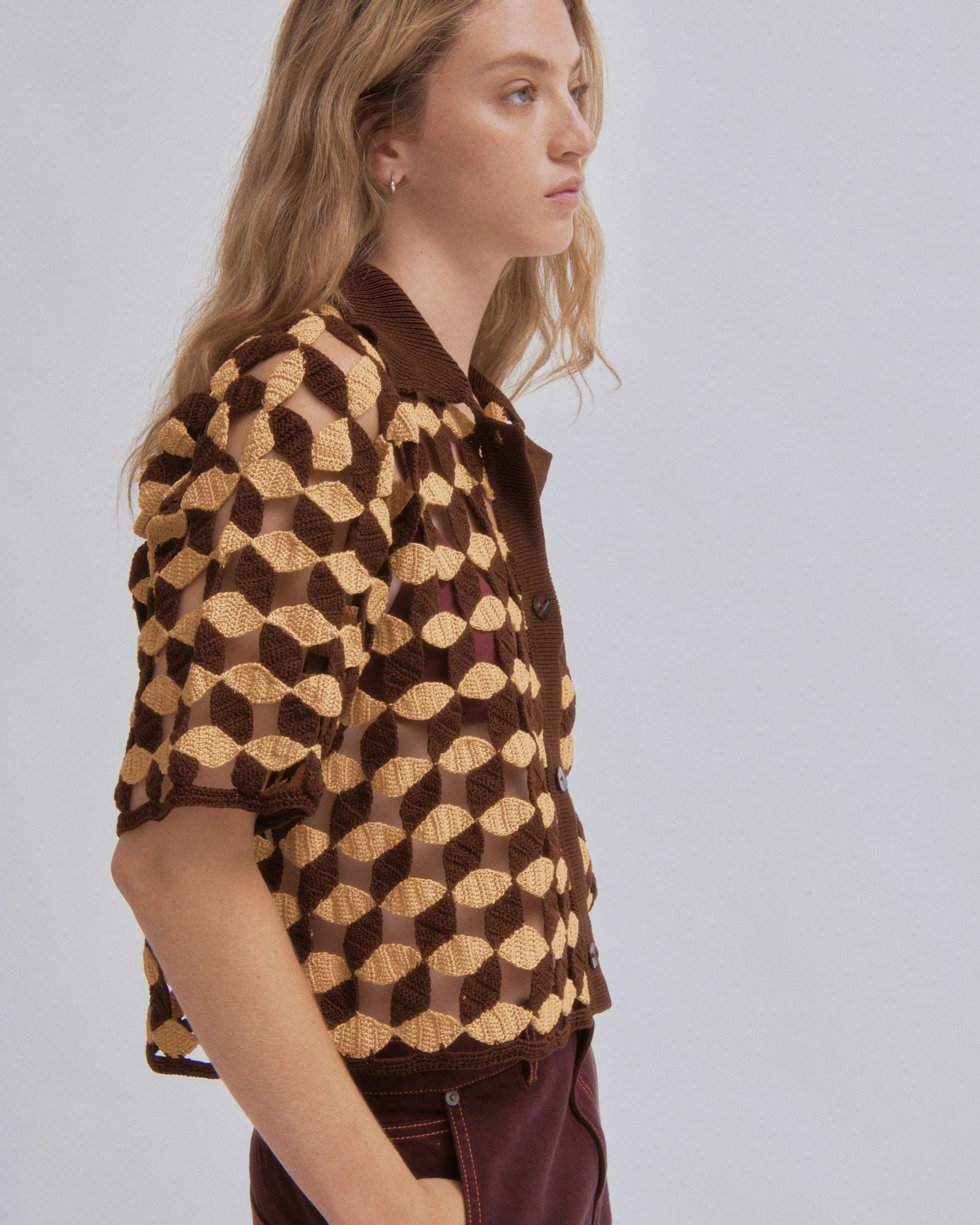Crochet Camp Shirt in Sun x Wood sold by Sayaka Davis product image thumbnail 3