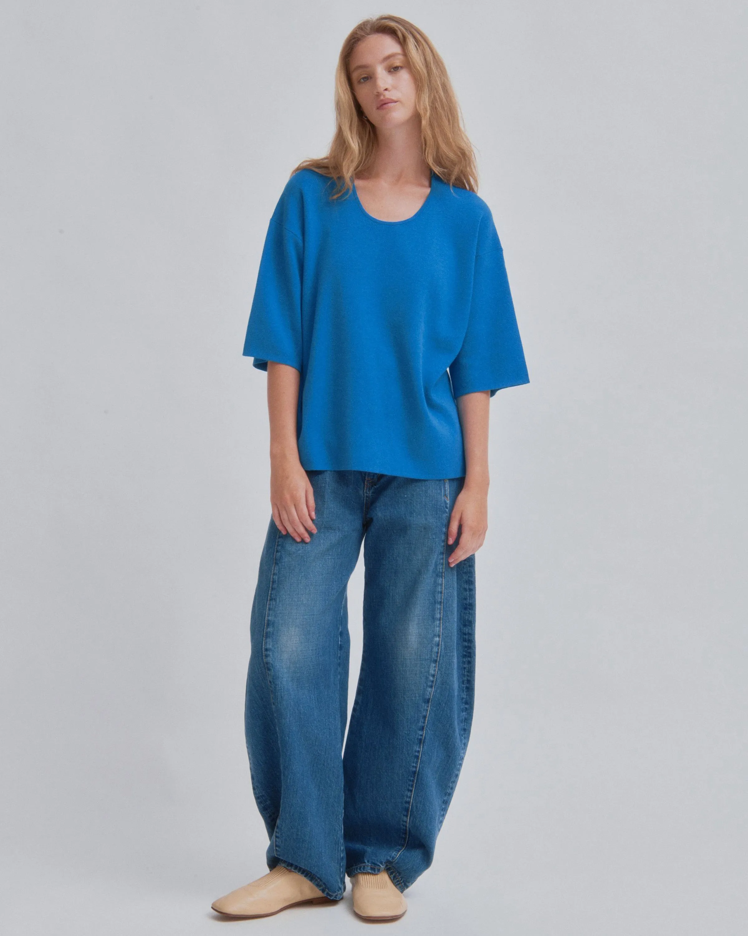 U-Neck Knit Tee in Cerulean sold by Sayaka Davis product image thumbnail 2
