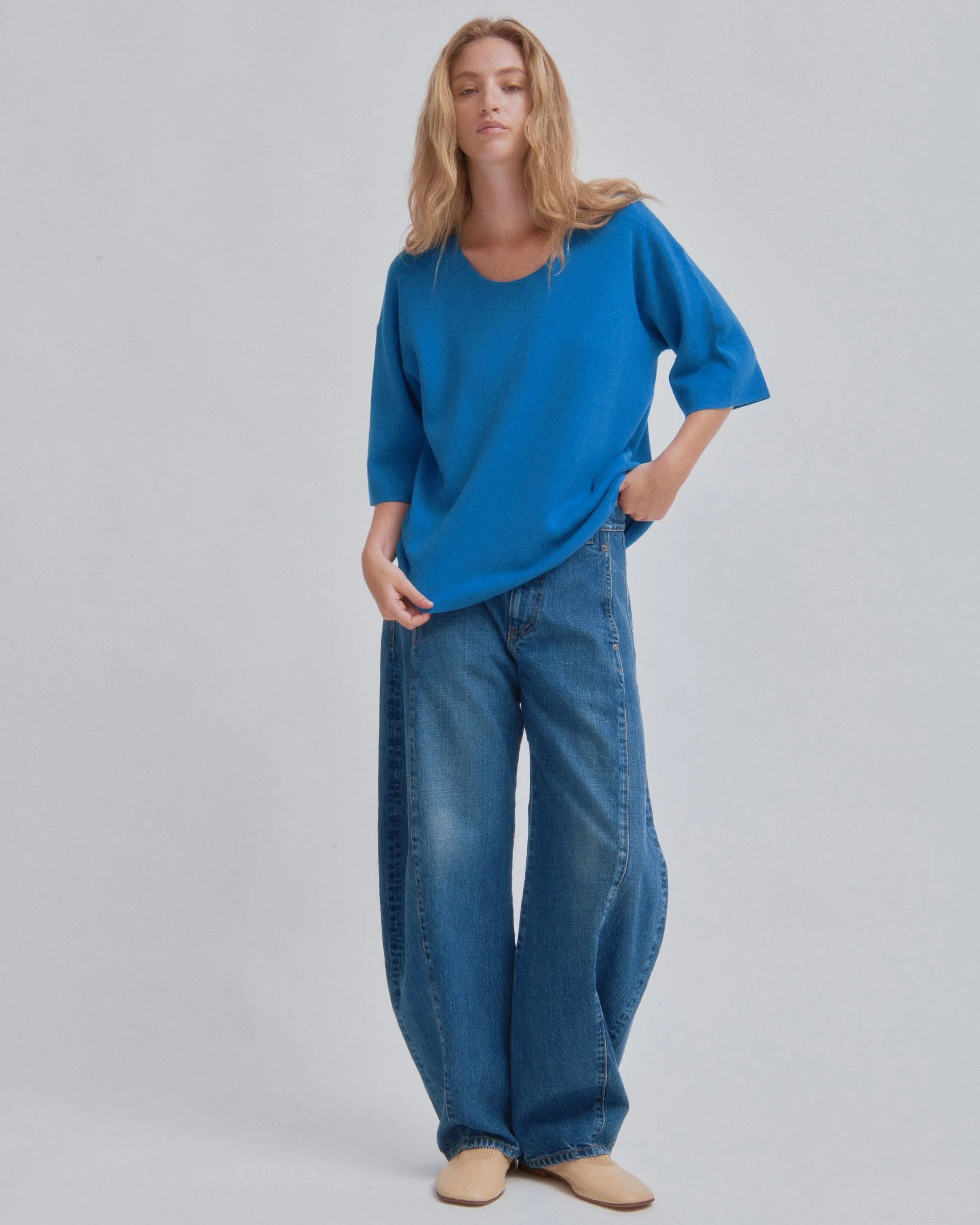 U-NECK KNIT TEE IN CERULEAN sold by Sayaka Davis product image thumbnail 4