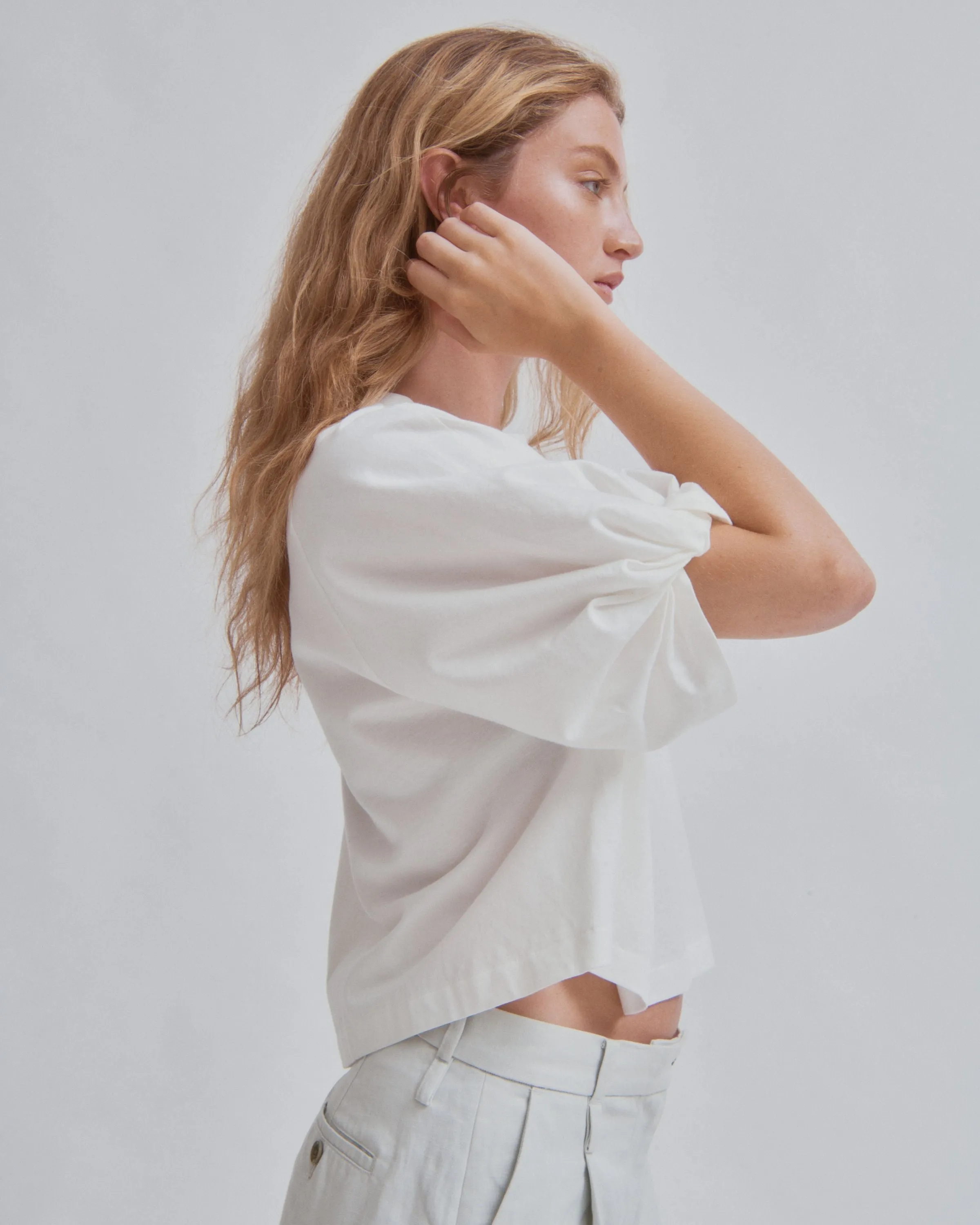 Twisted Sleeve Tee in White sold by Sayaka Davis product image thumbnail 3