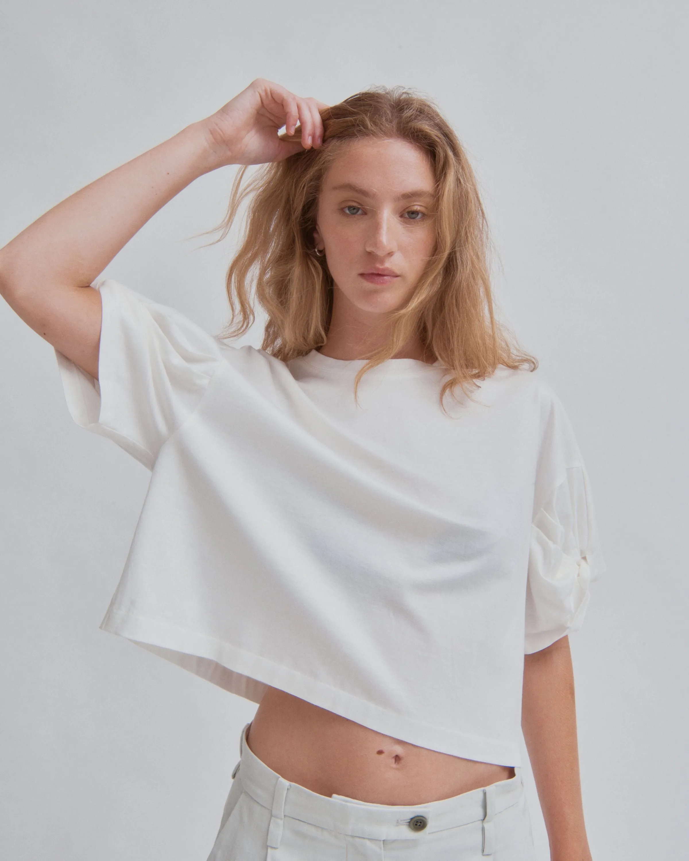 Twisted Sleeve Tee in White sold by Sayaka Davis product image thumbnail 2