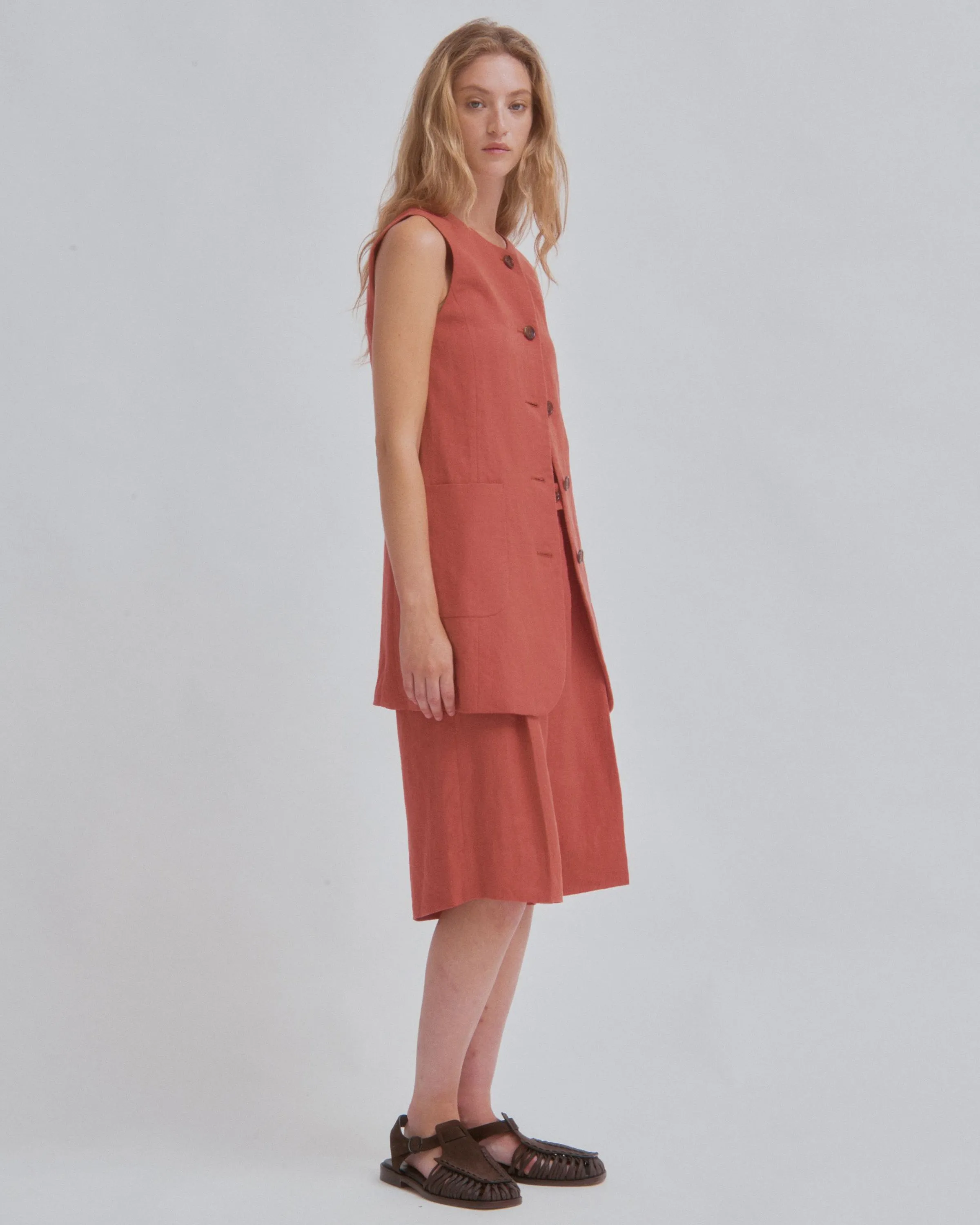 Long Vest in Clay sold by Sayaka Davis product image thumbnail 2