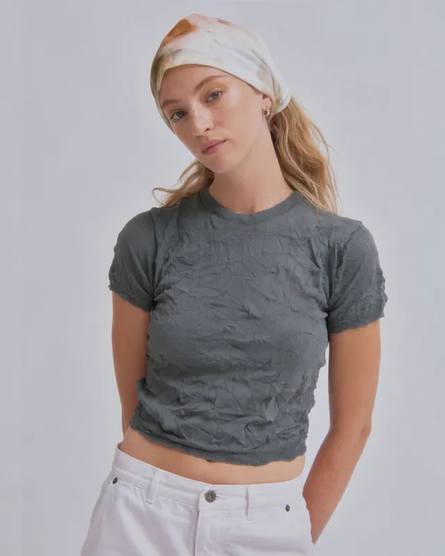 Crinkled Petite Knit Tee in Steel made by Sayaka Davis