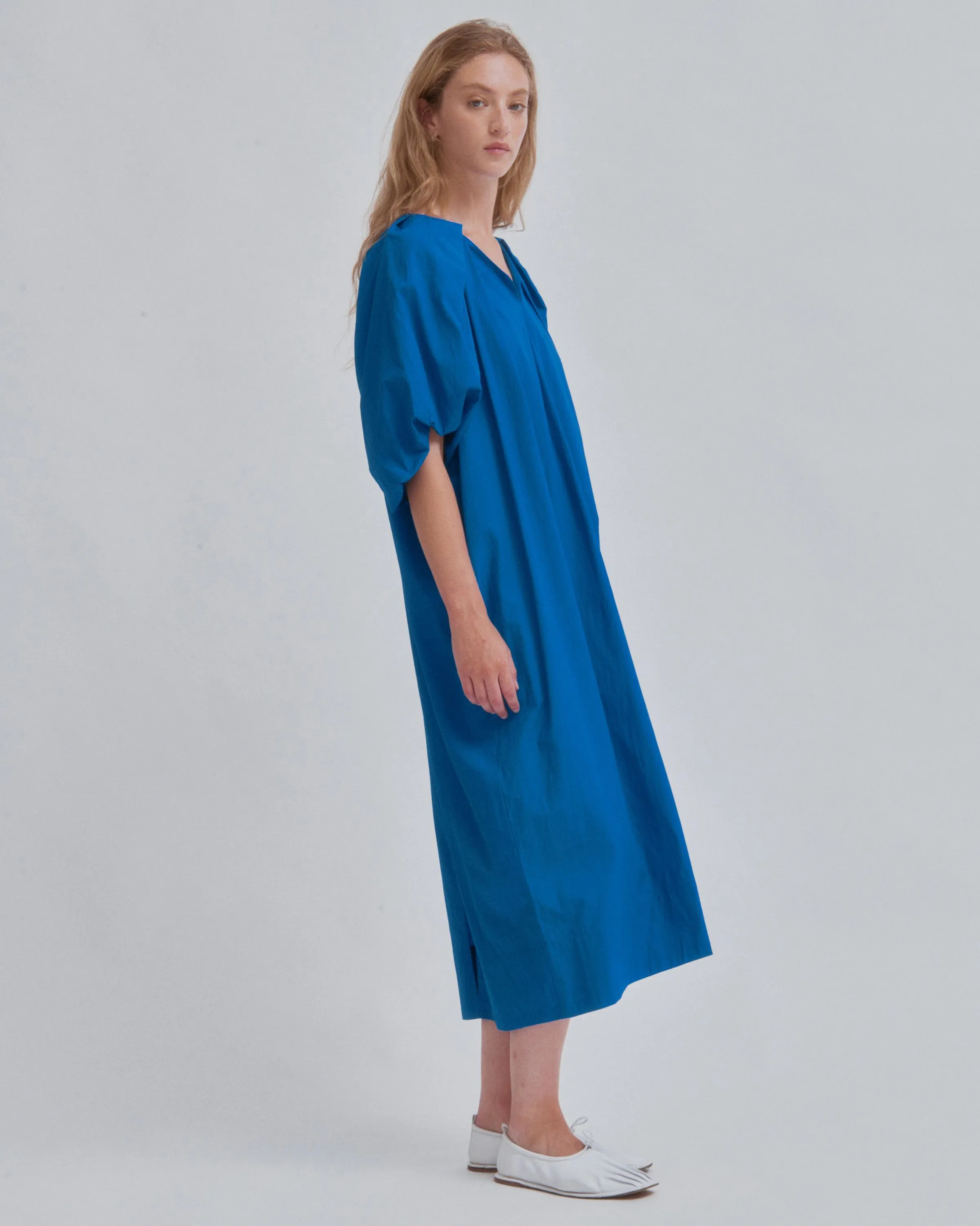 TUCKED COCOON DRESS IN CERULEAN sold by Sayaka Davis product image thumbnail 3