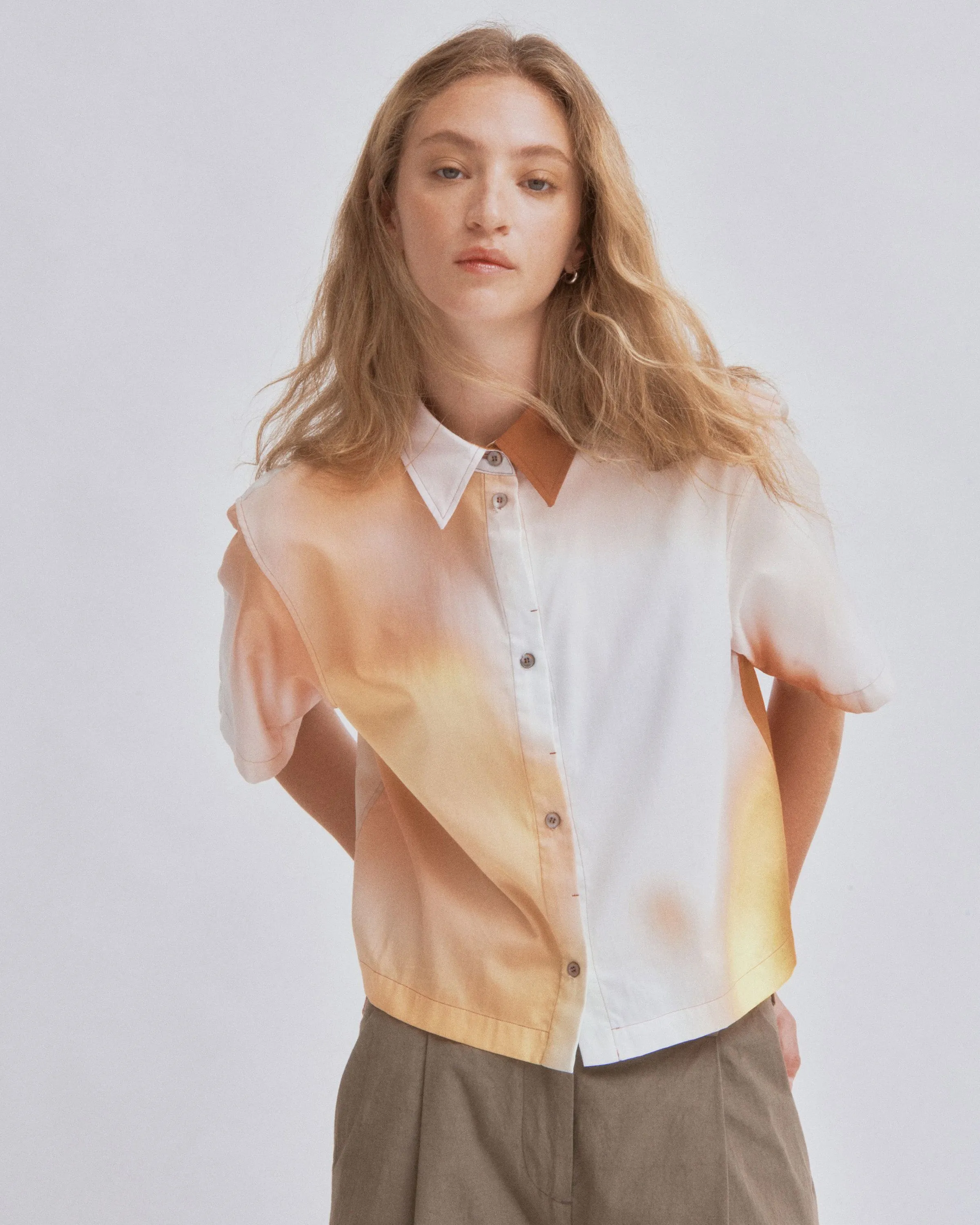CROPPED SHIRT IN PRINT sold by Sayaka Davis product image thumbnail 2