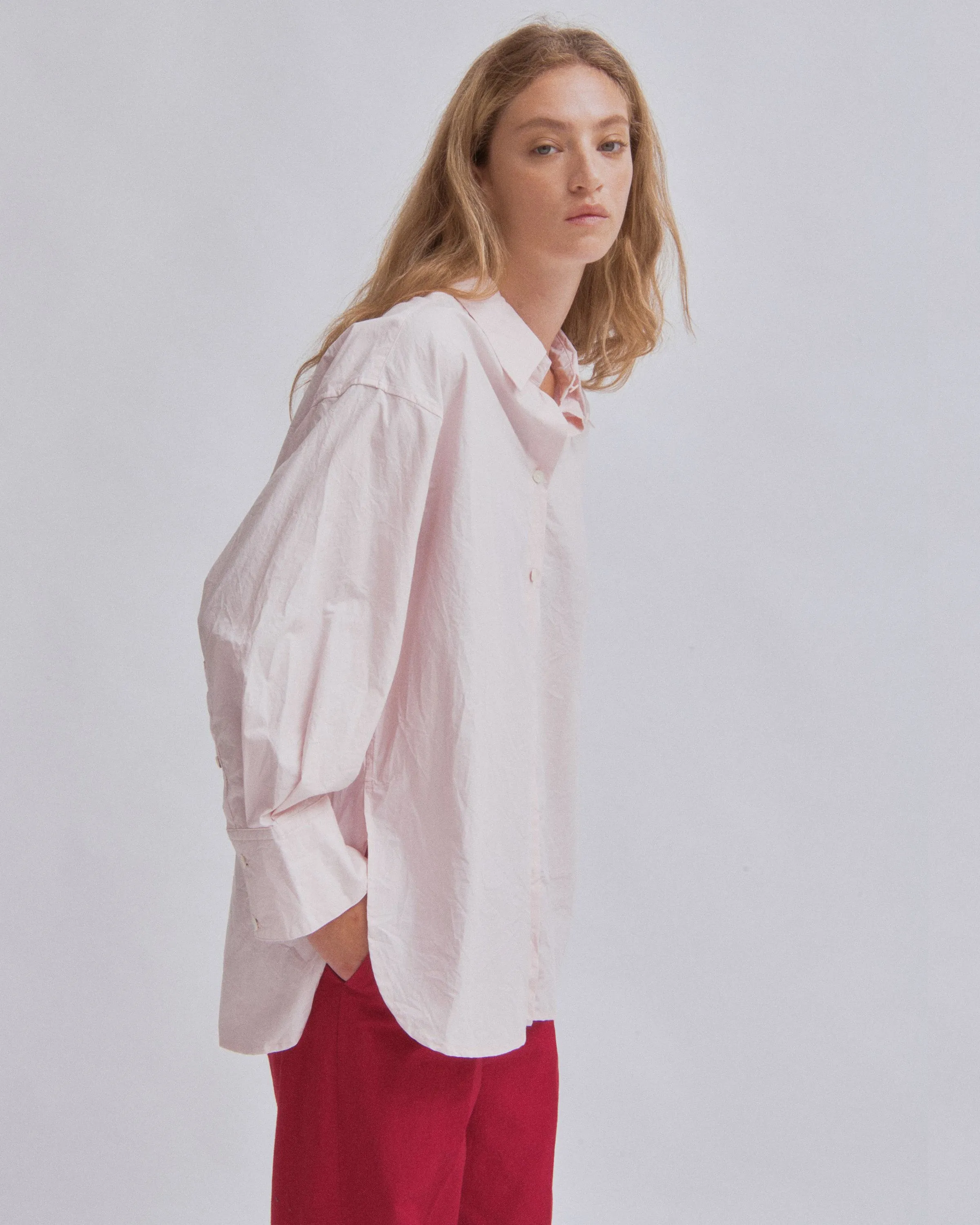 CRINKLED OVERSIZED SHIRT IN ICE PINK sold by Sayaka Davis product image thumbnail 2