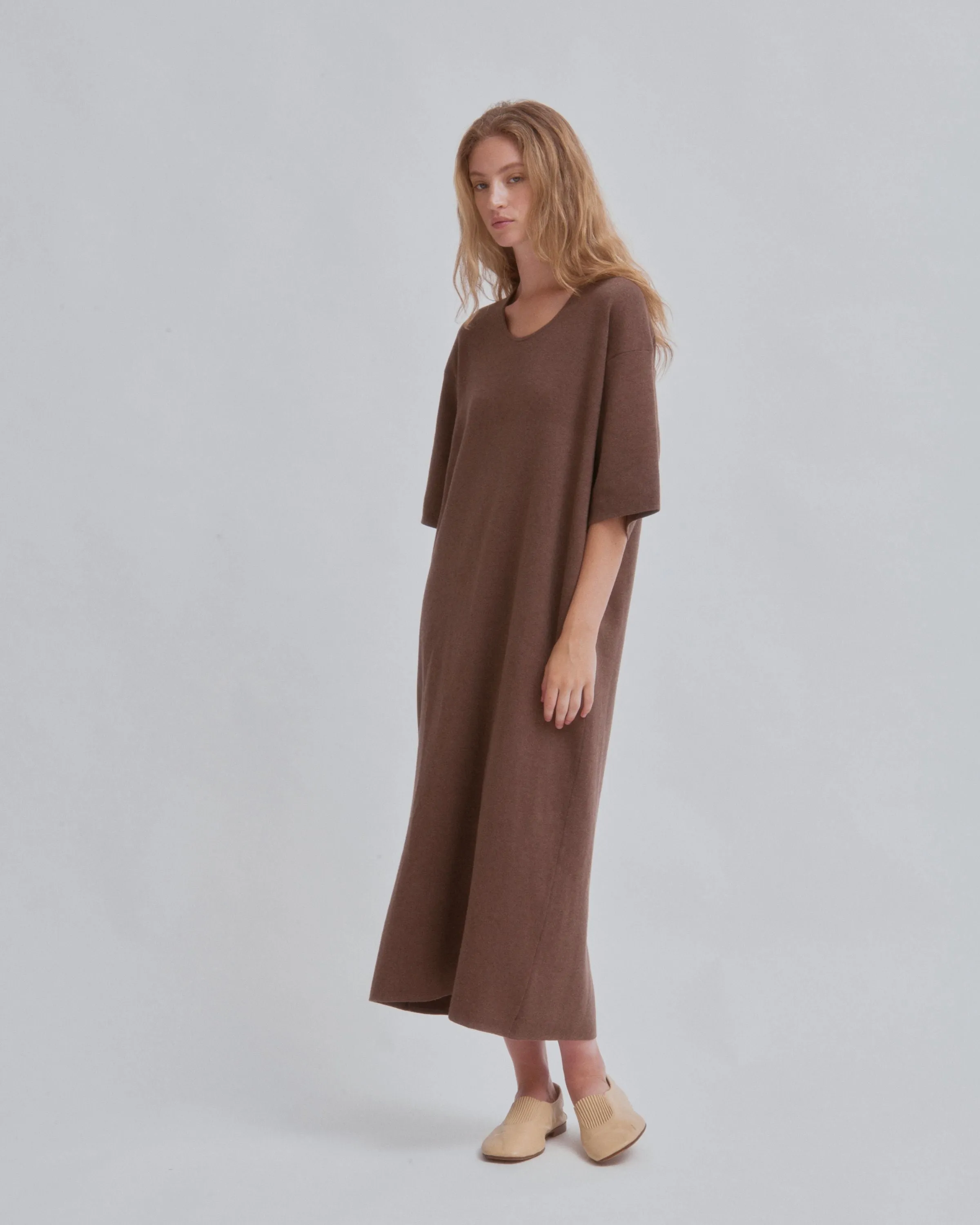 U-NECK KNIT DRESS IN WOOD sold by Sayaka Davis product image thumbnail 2