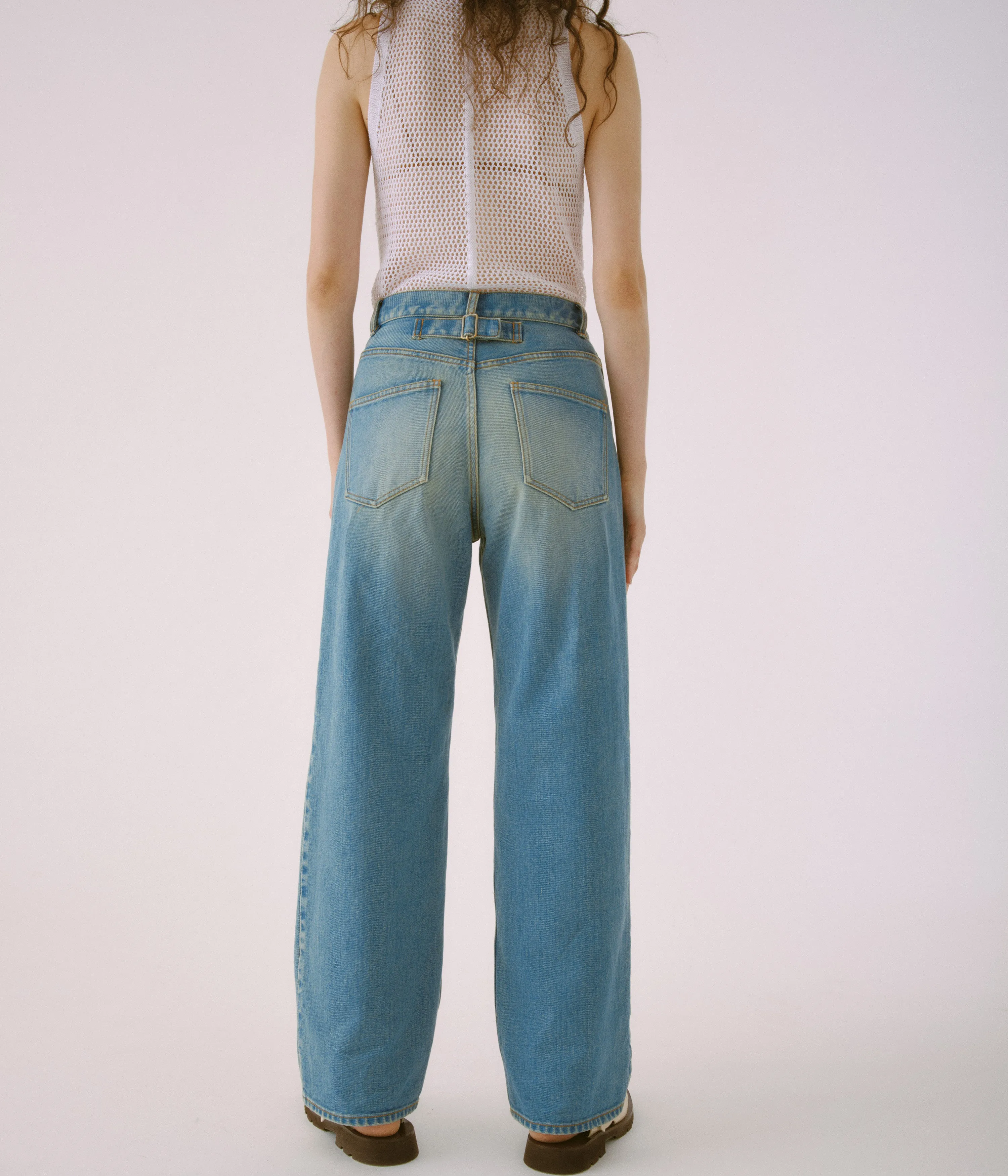 Mid Weight Tucked Wide-leg Denim in Light Blue sold by Sayaka Davis product image thumbnail 3