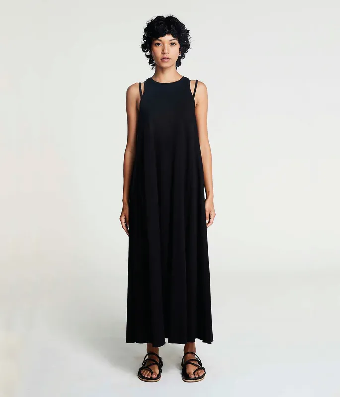 DOUBLE STRAP JERSEY DRESS IN BLACK made by Sayaka Davis