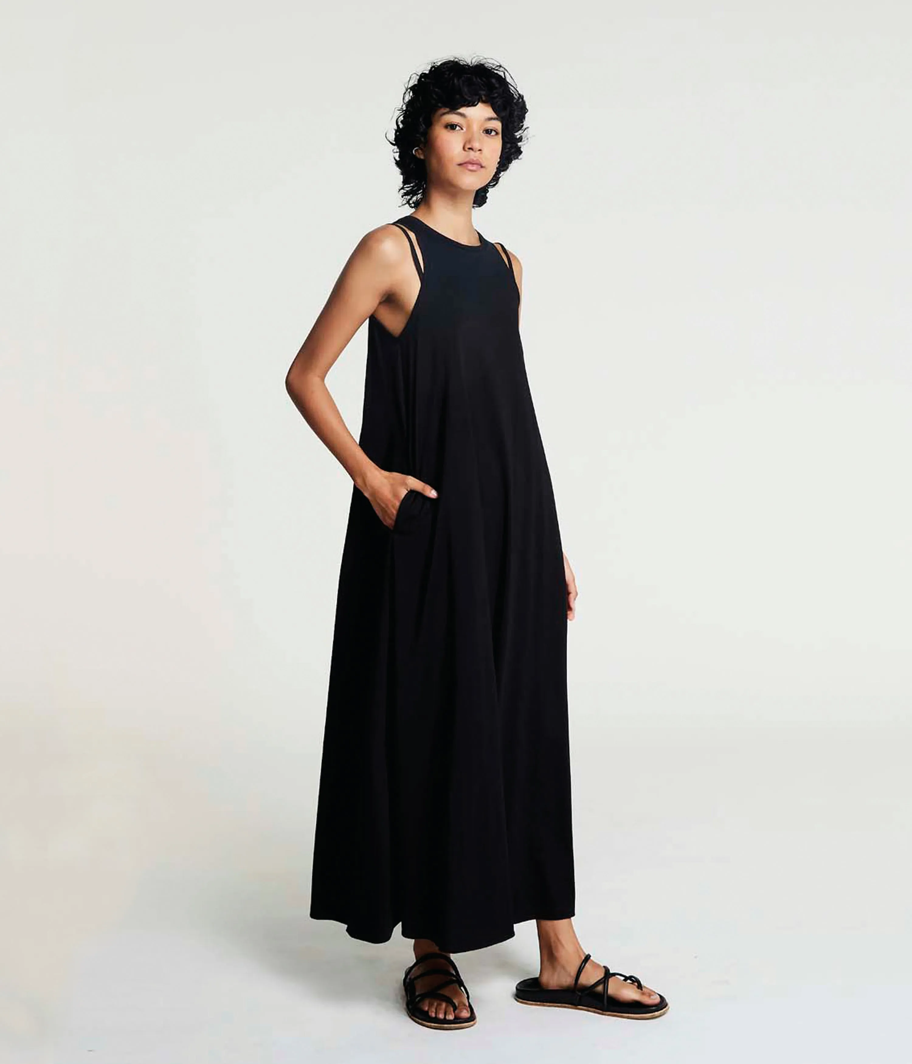 DOUBLE STRAP JERSEY DRESS IN BLACK sold by Sayaka Davis product image thumbnail 2