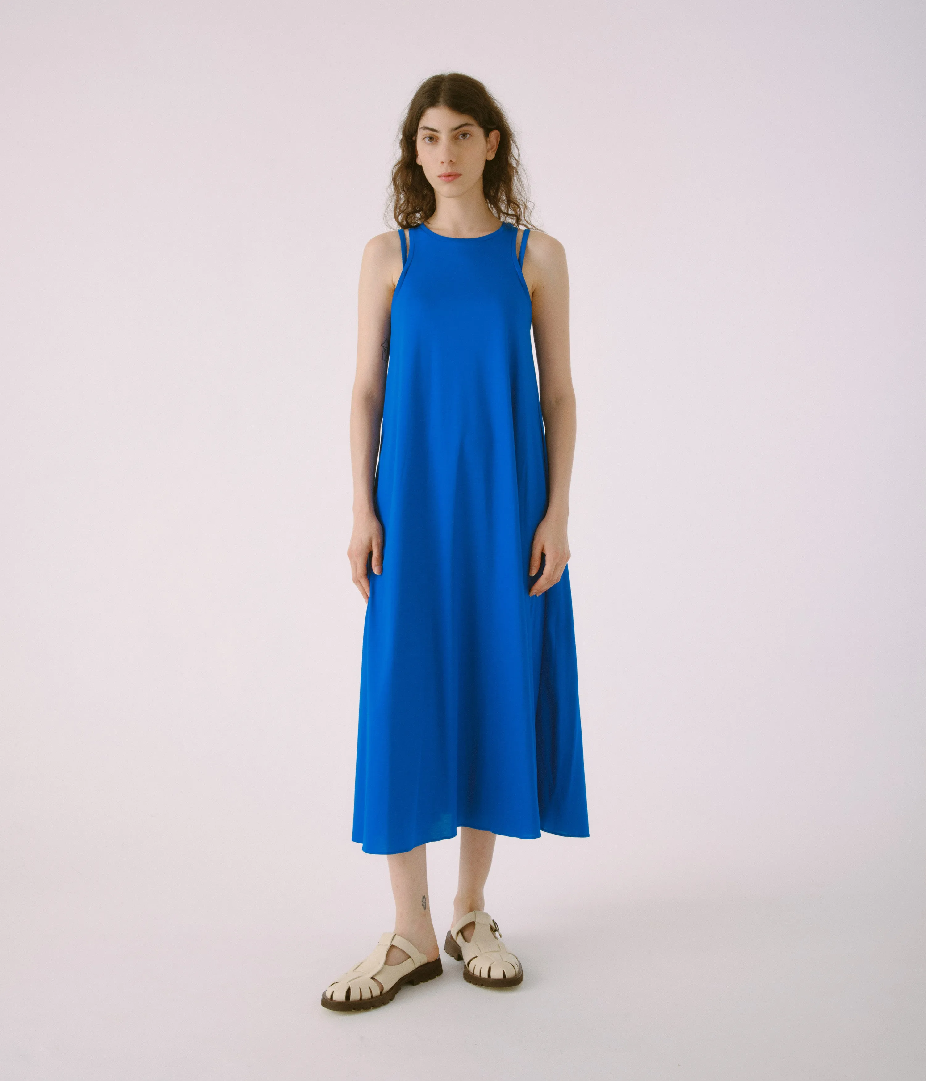 DOUBLE STRAP JERSEY DRESS IN BLUE sold by Sayaka Davis