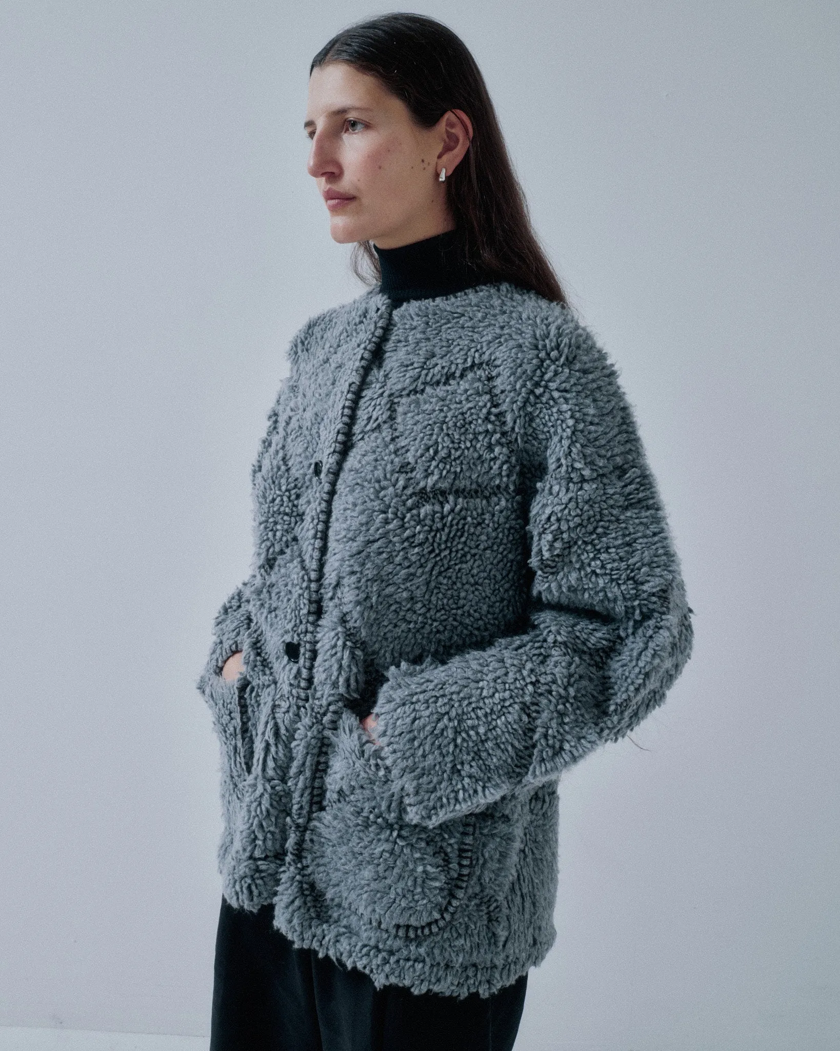 JP PRE PILE JACQUARD COAT IN GRAY sold by Sayaka Davis product image thumbnail 3