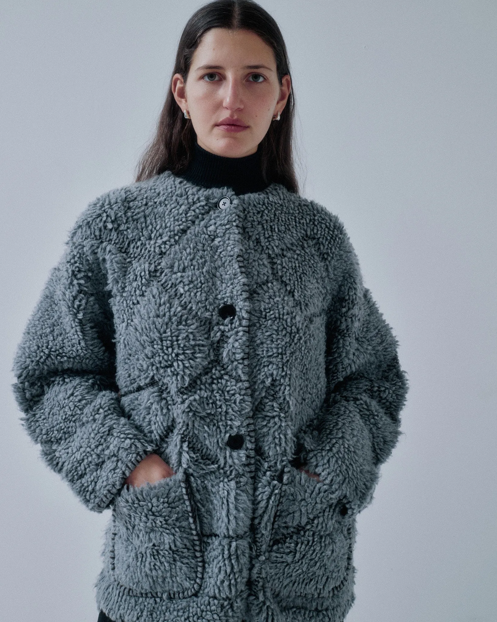 JP PRE PILE JACQUARD COAT IN GRAY sold by Sayaka Davis product image thumbnail 4