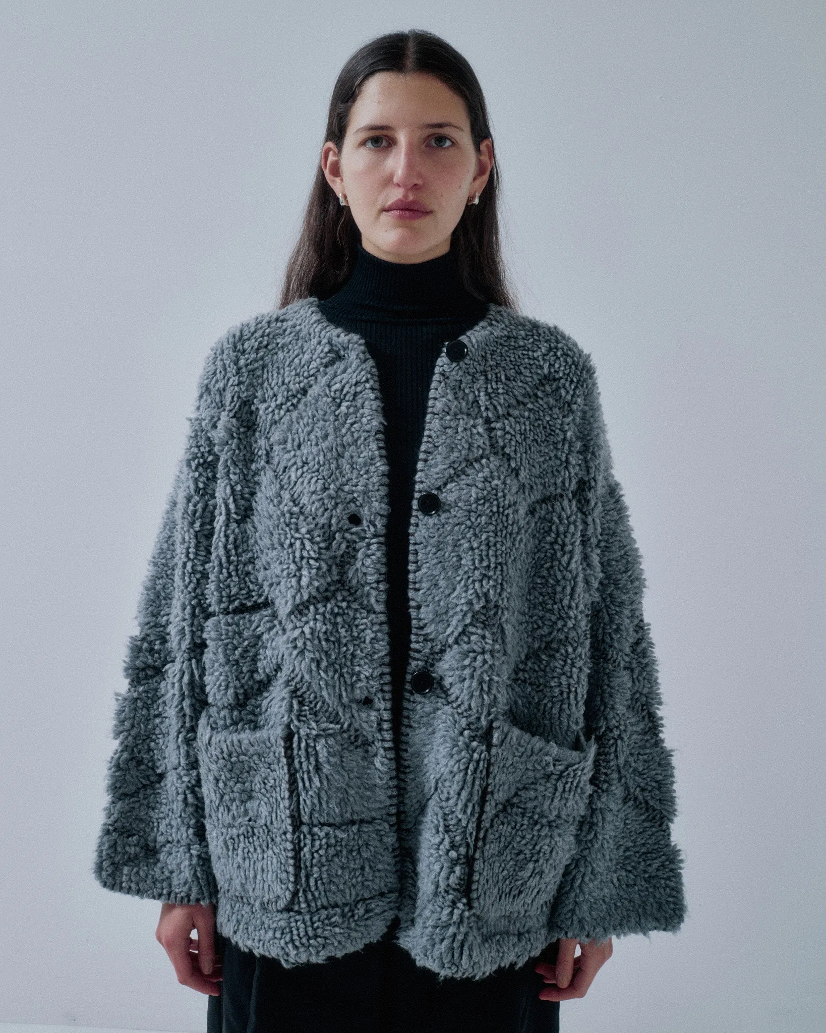 JP PRE PILE JACQUARD COAT IN GRAY sold by Sayaka Davis product image thumbnail 5