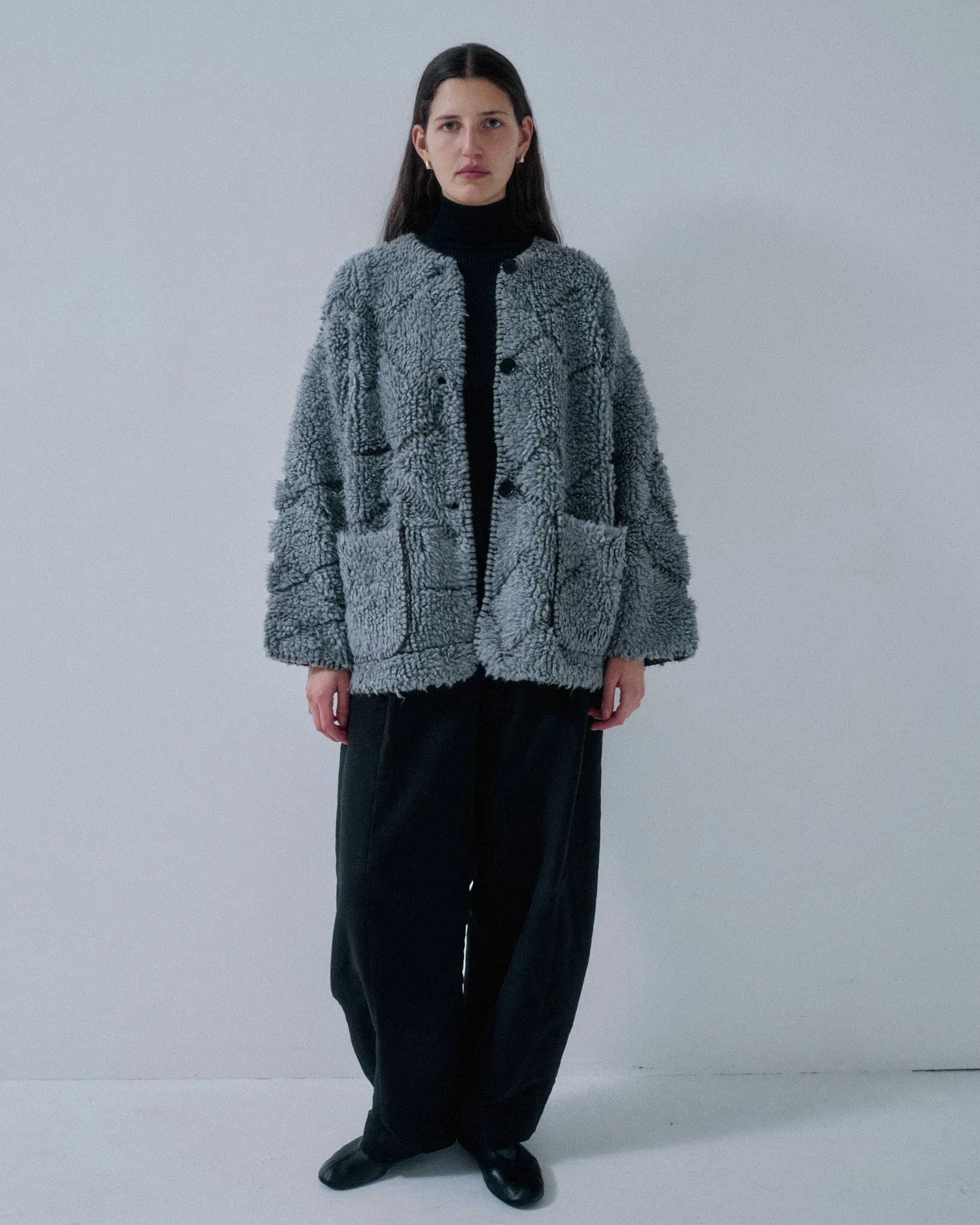 JP PRE PILE JACQUARD COAT IN GRAY sold by Sayaka Davis product image thumbnail 2