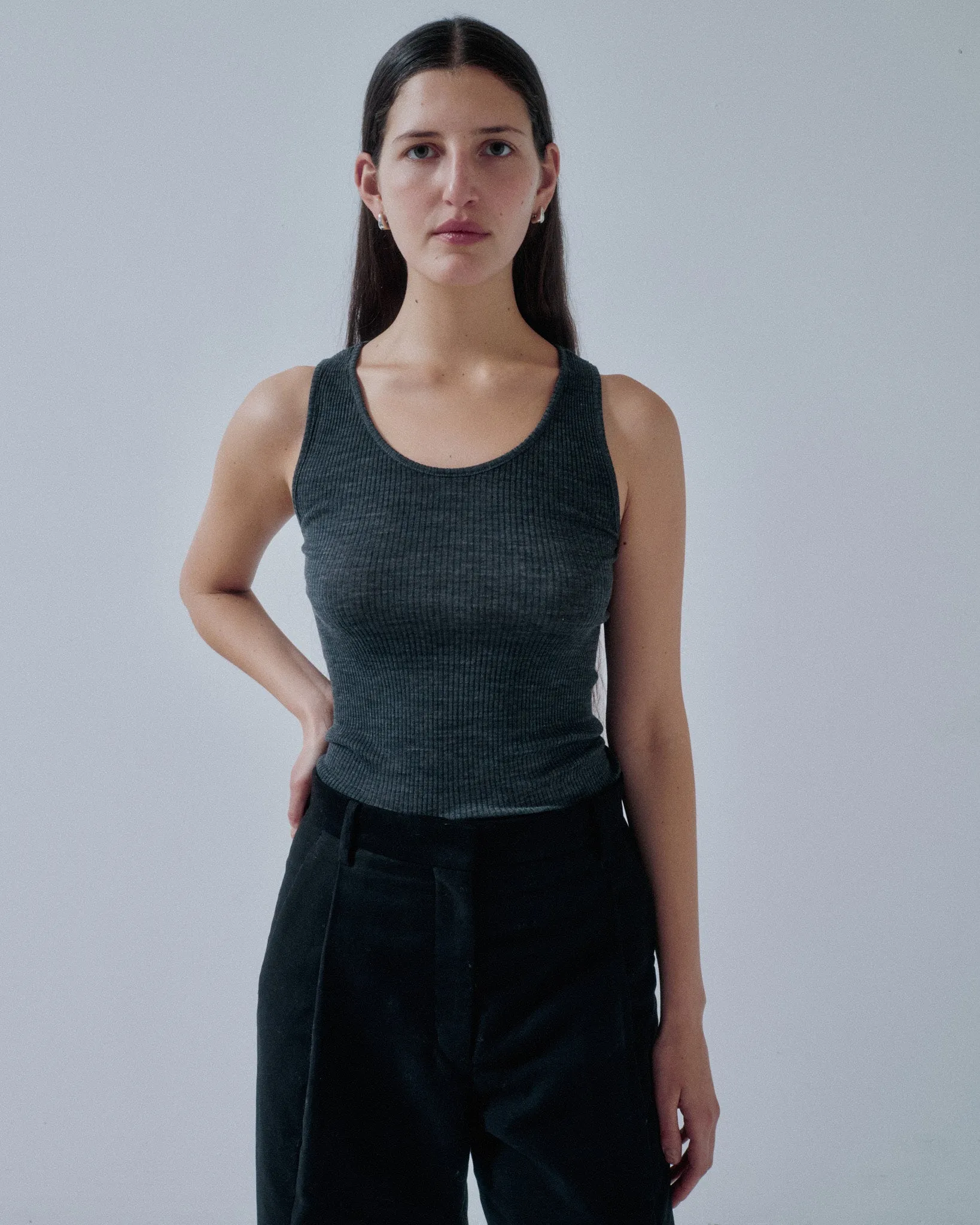 JP PRE CIRCULAR RIB TANK IN HEATHER GRAY sold by Sayaka Davis product image thumbnail 3
