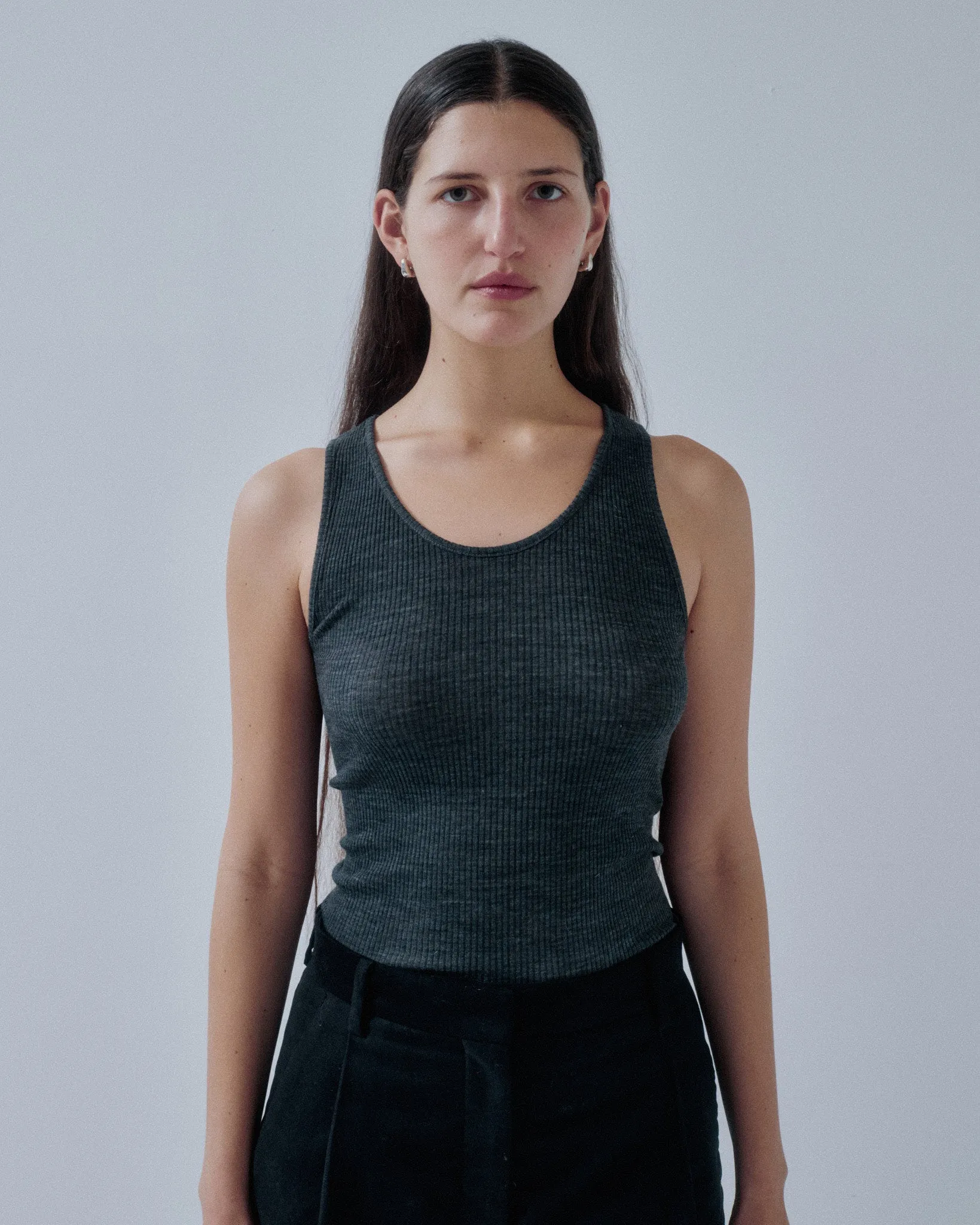 JP PRE CIRCULAR RIB TANK IN HEATHER GRAY sold by Sayaka Davis