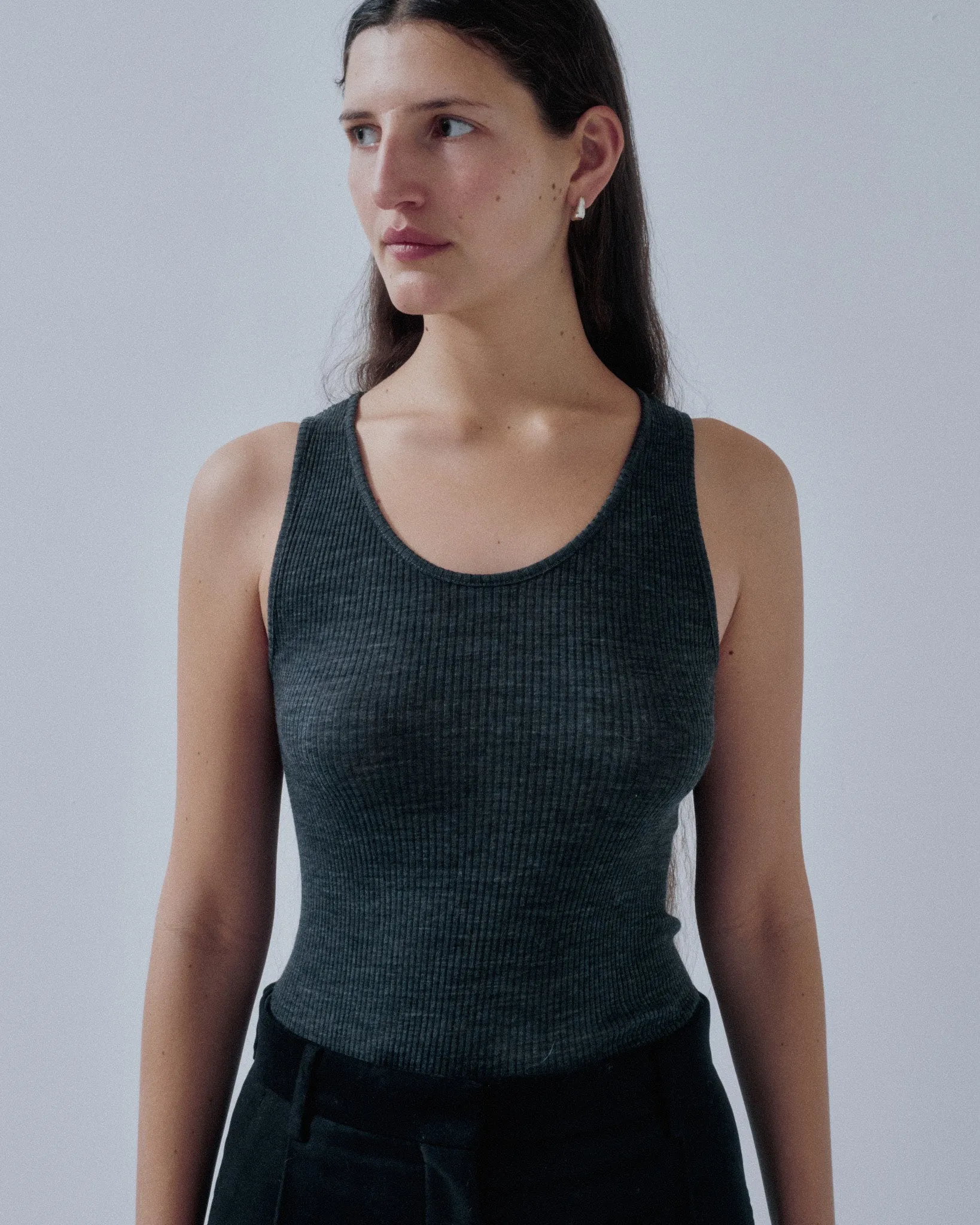JP PRE CIRCULAR RIB TANK IN HEATHER GRAY sold by Sayaka Davis product image thumbnail 2