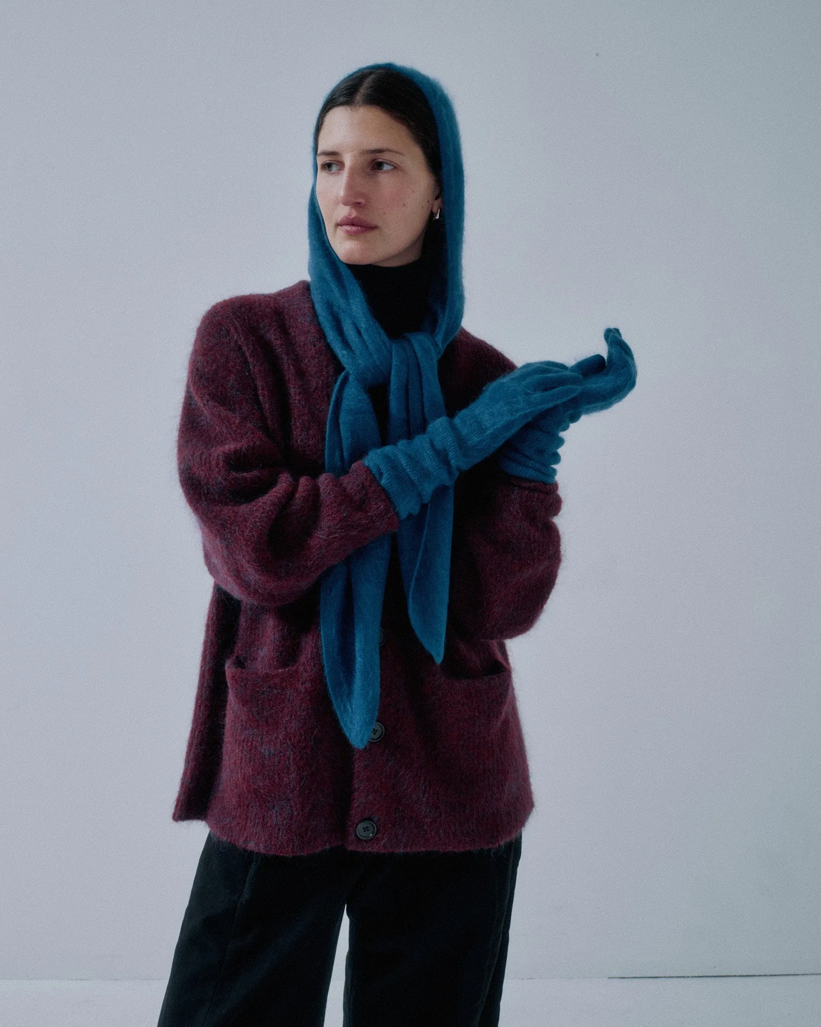 JP PRE HOODED CASHMERE SCARF IN COBALT sold by Sayaka Davis product image thumbnail 4