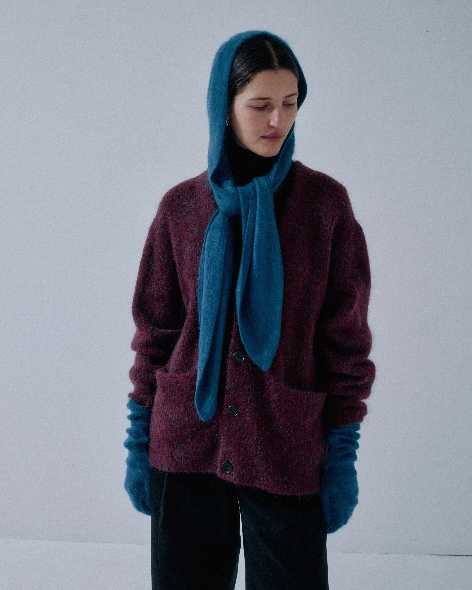 JP PRE HOODED CASHMERE SCARF IN COBALT sold by Sayaka Davis