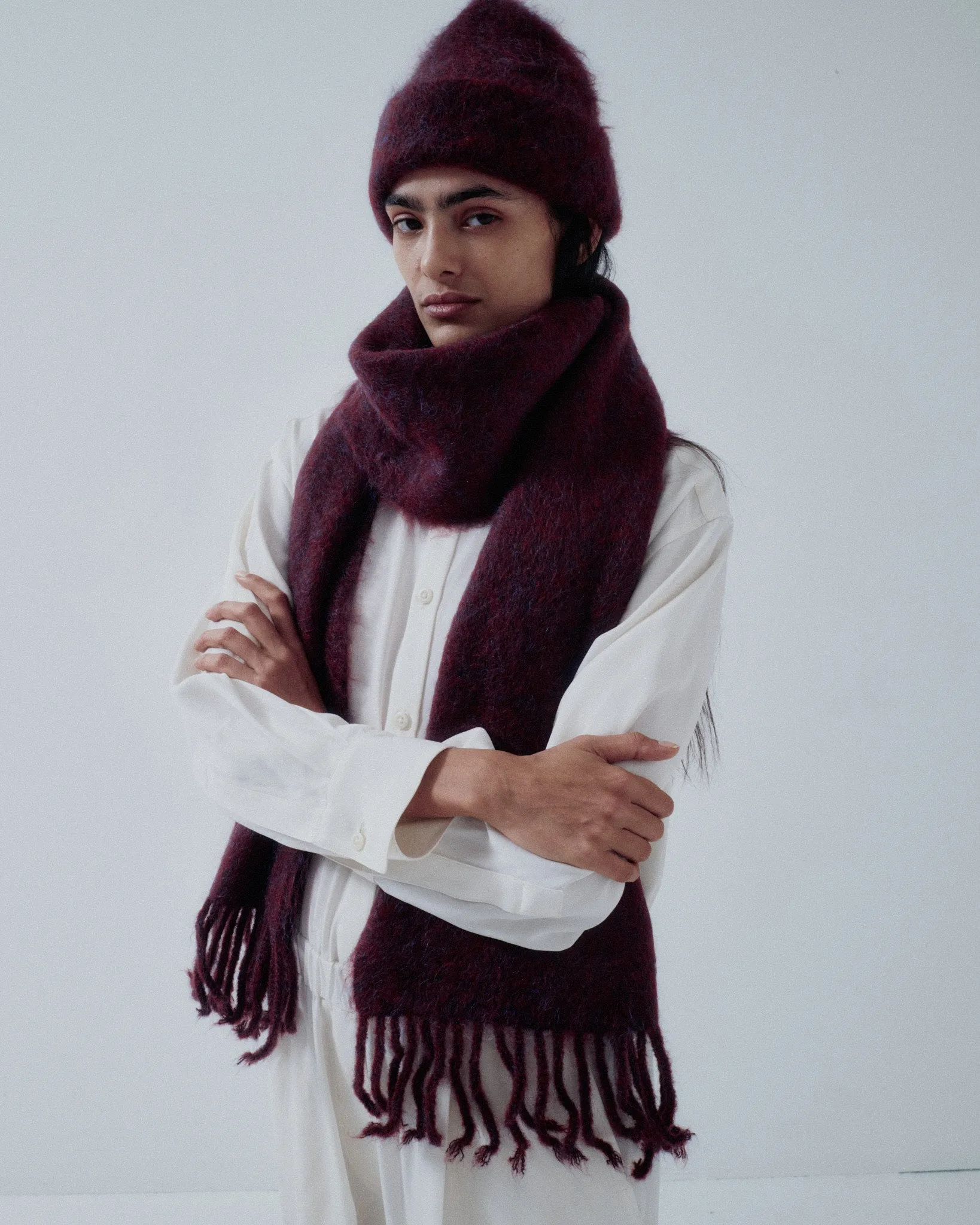 JP PRE BRUSHED MOHAIR SCARF IN MULBERRY sold by Sayaka Davis product image thumbnail 2