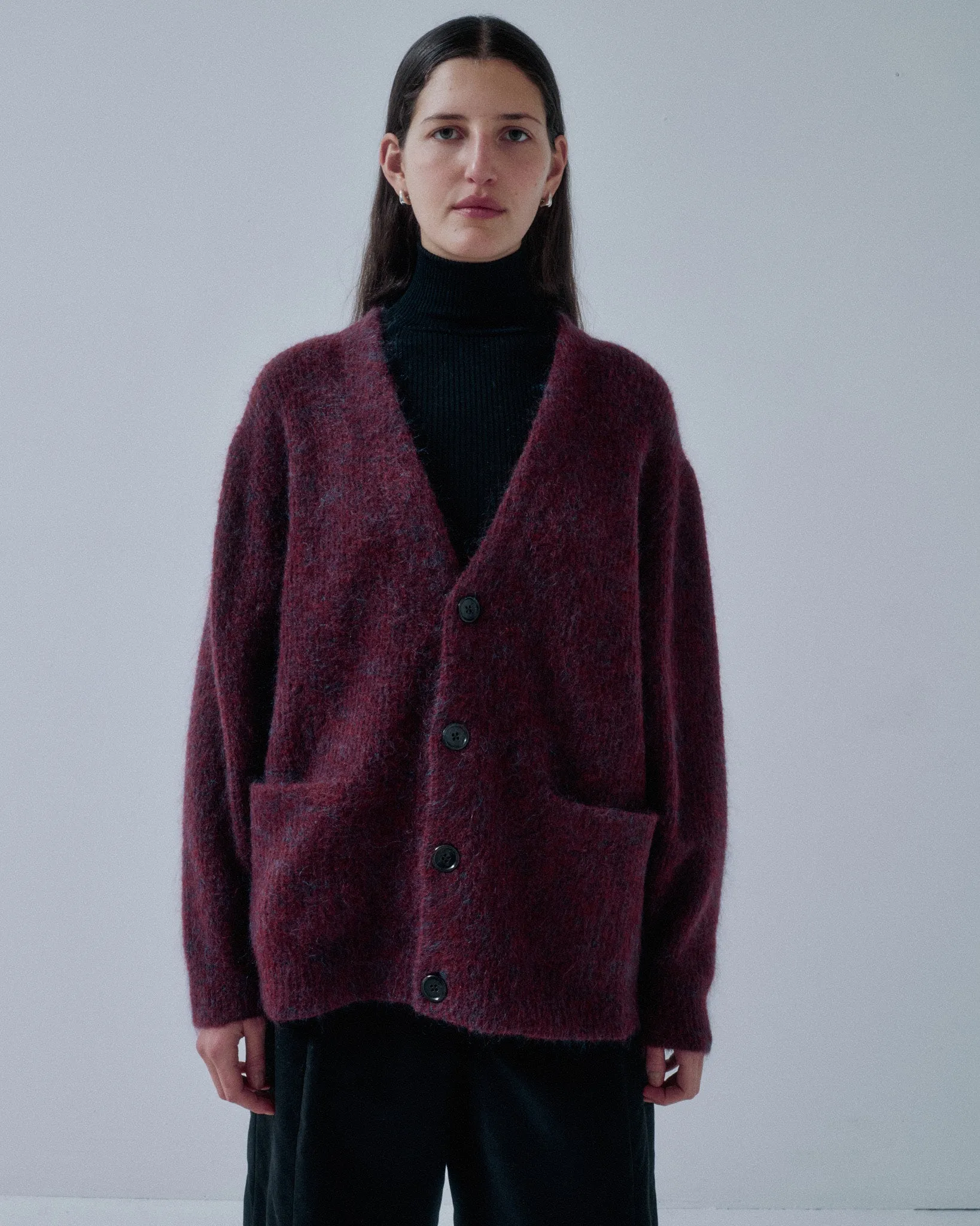 JP PRE MOHAIR CARDIGAN IN MULBERRY sold by Sayaka Davis