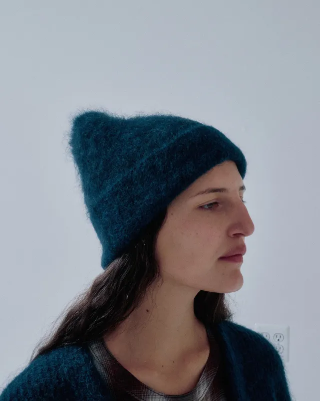 JP PRE BRUSHED MOHAIR BEANIE IN MIDNIGHT BLUE made by Sayaka Davis