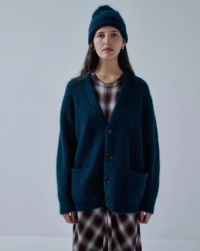 JP PRE MOHAIR CARDIGAN IN MIDNIGHT BLUE made by Sayaka Davis