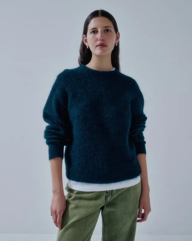 JP PRE MOHAIR PULLOVER IN MIDNIGHT BLUE made by Sayaka Davis