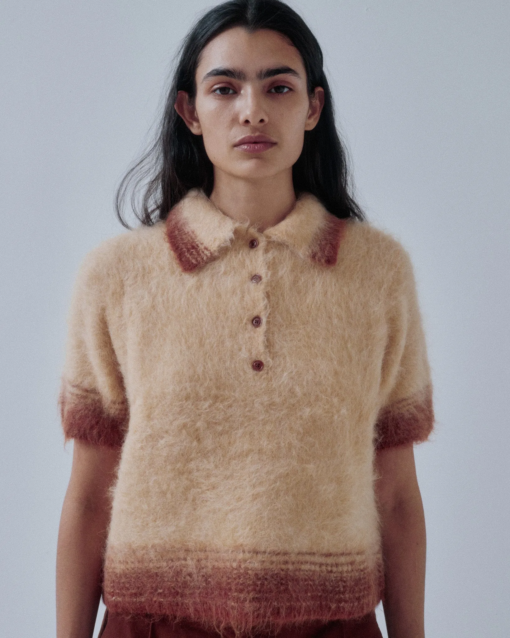 JP PRE COMPACT KNIT POLO IN CARAMEL PUDDING sold by Sayaka Davis product image thumbnail 4