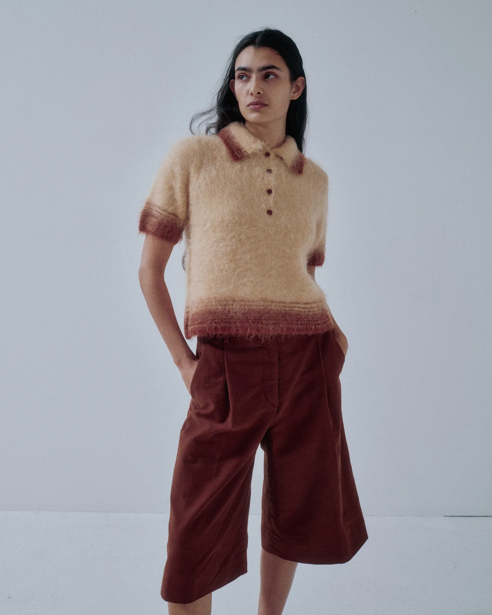 JP PRE COMPACT KNIT POLO IN CARAMEL PUDDING sold by Sayaka Davis product image thumbnail 3