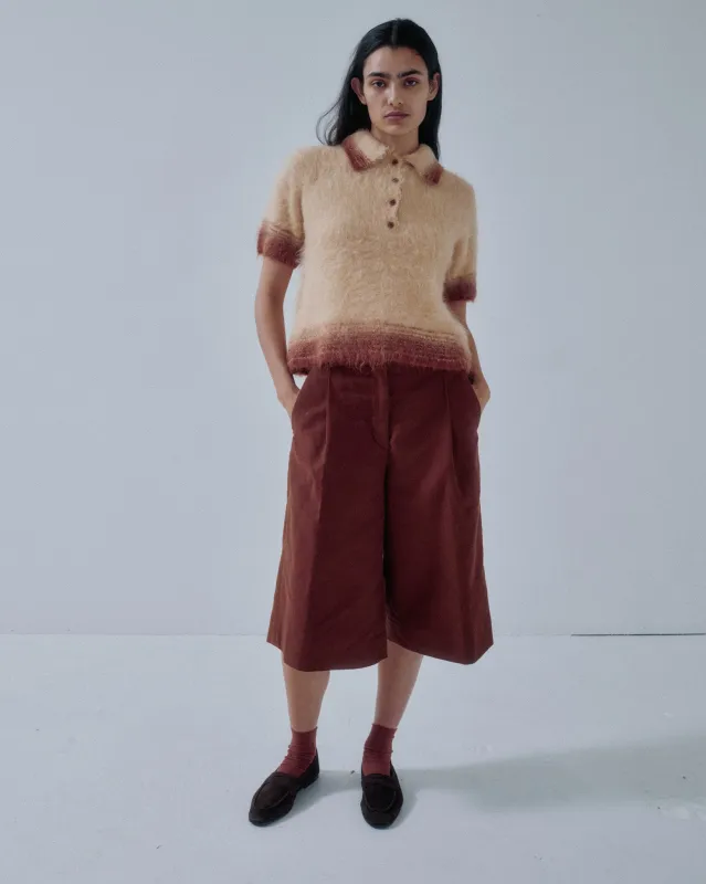 JP PRE COMPACT KNIT POLO IN CARAMEL PUDDING sold by Sayaka Davis
