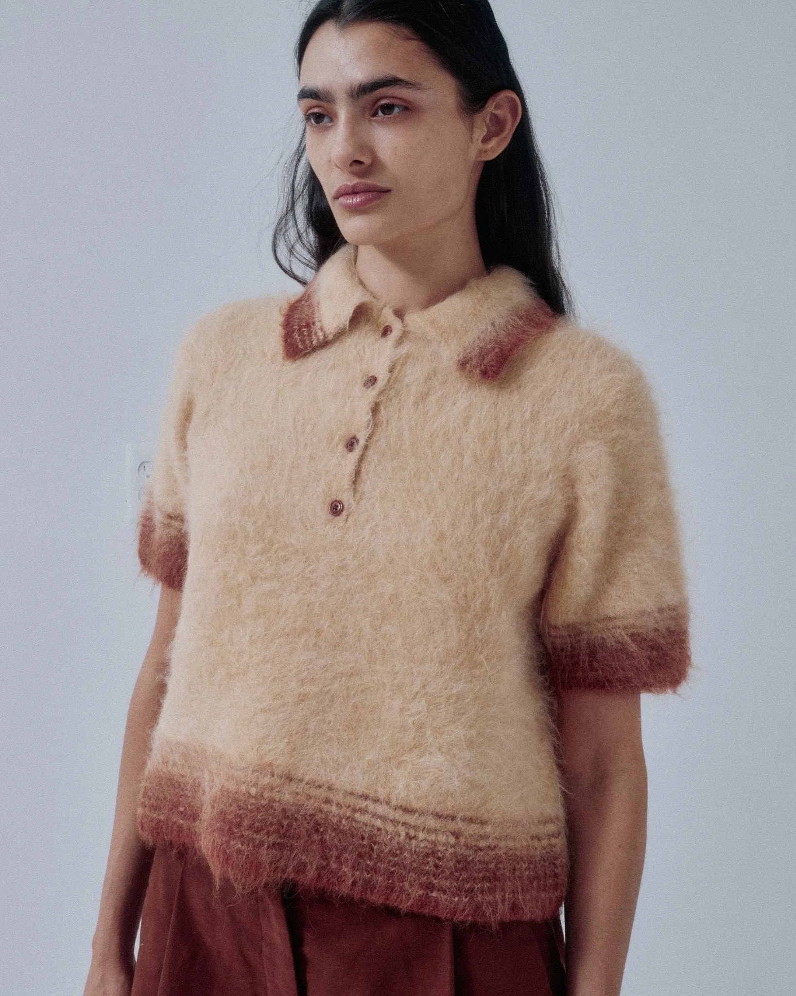 JP PRE COMPACT KNIT POLO IN CARAMEL PUDDING sold by Sayaka Davis product image thumbnail 5