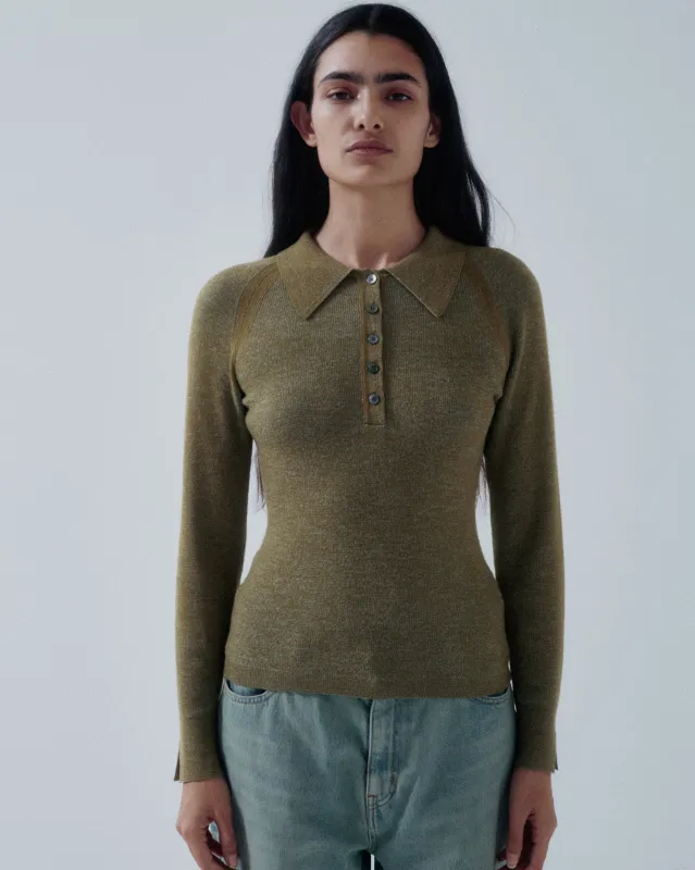 JP PRE COMBO RIBBED POLO IN PICKLE X SKY BLUE sold by Sayaka Davis