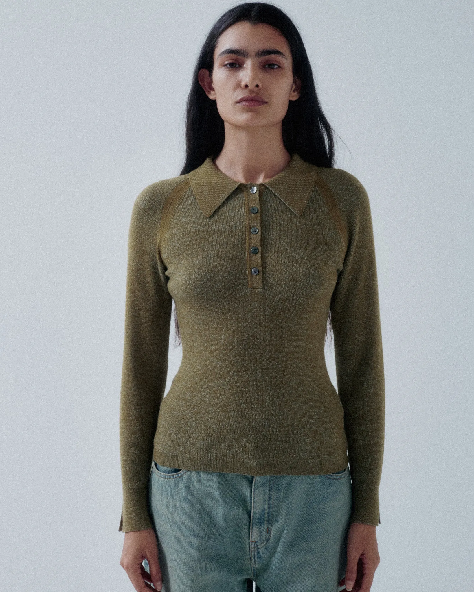 JP PRE COMBO RIBBED POLO IN PICKLE X SKY BLUE sold by Sayaka Davis