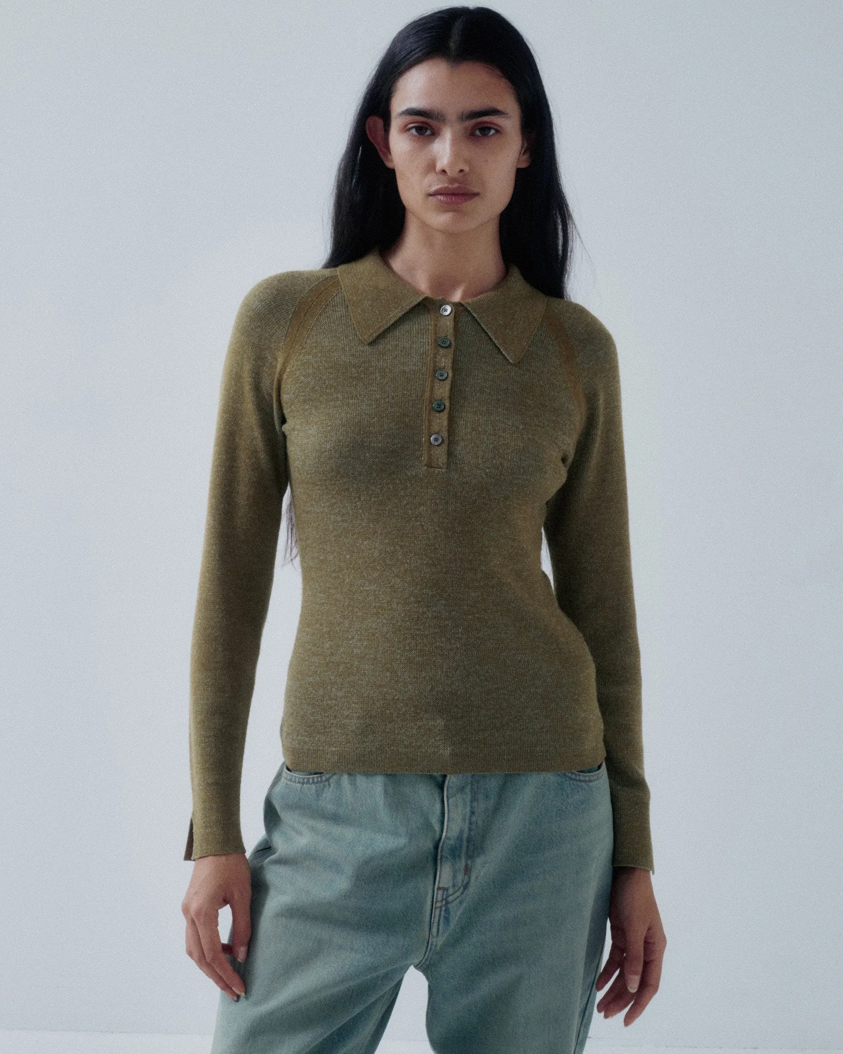 JP PRE COMBO RIBBED POLO IN PICKLE X SKY BLUE sold by Sayaka Davis product image thumbnail 2