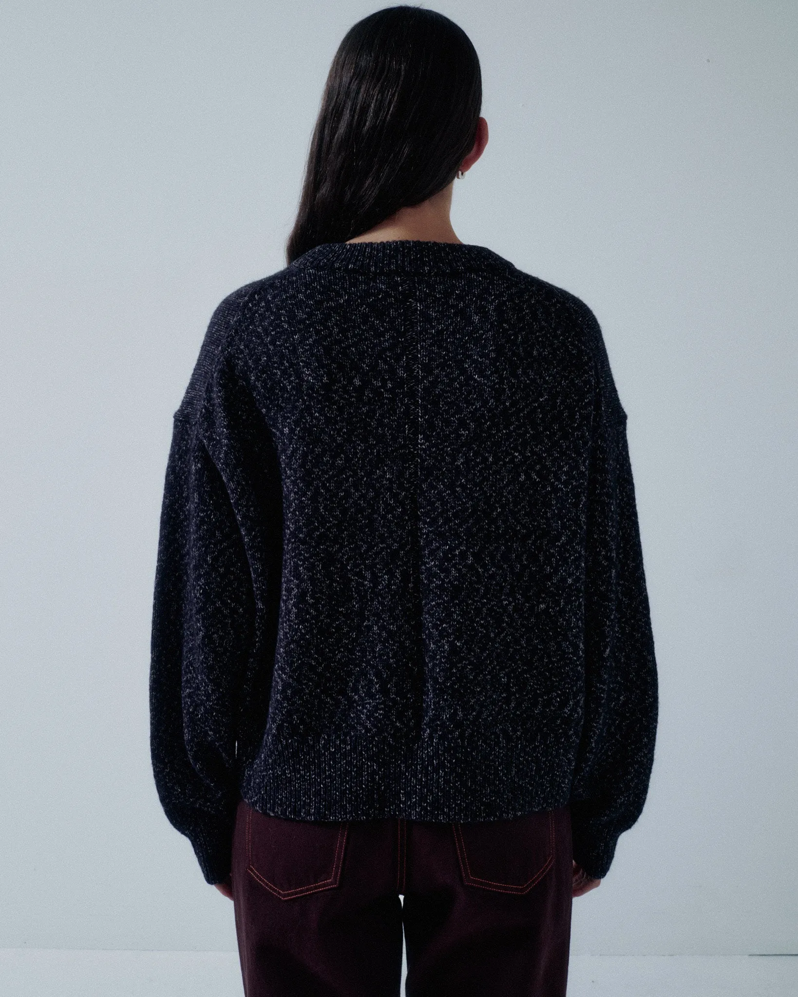 JP PRE TWEED YARN PULLOVER IN SPECKLED BLACK sold by Sayaka Davis product image thumbnail 5