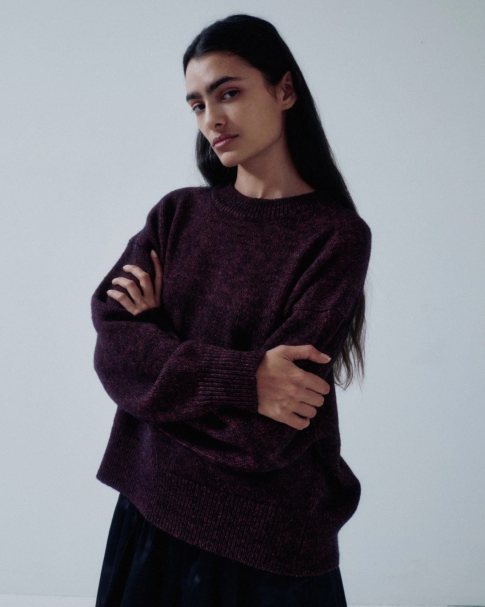 JP PRE TWEED YARN PULLOVER IN SPECKLED PURPLE sold by Sayaka Davis product image thumbnail 5