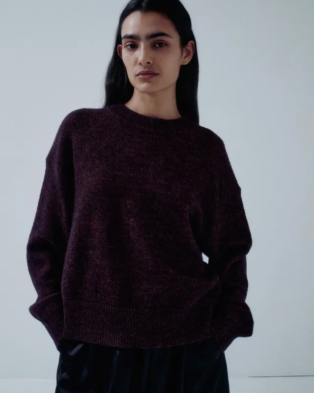 JP PRE TWEED YARN PULLOVER IN SPECKLED PURPLE made by Sayaka Davis