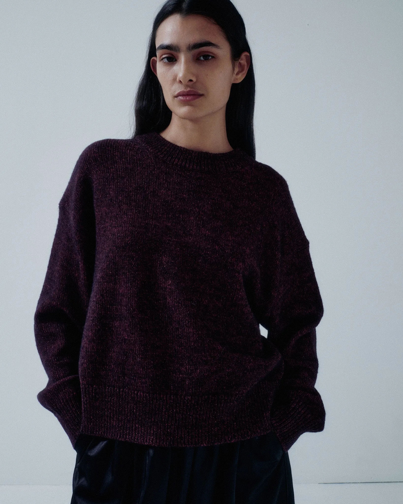 JP PRE TWEED YARN PULLOVER IN SPECKLED PURPLE sold by Sayaka Davis