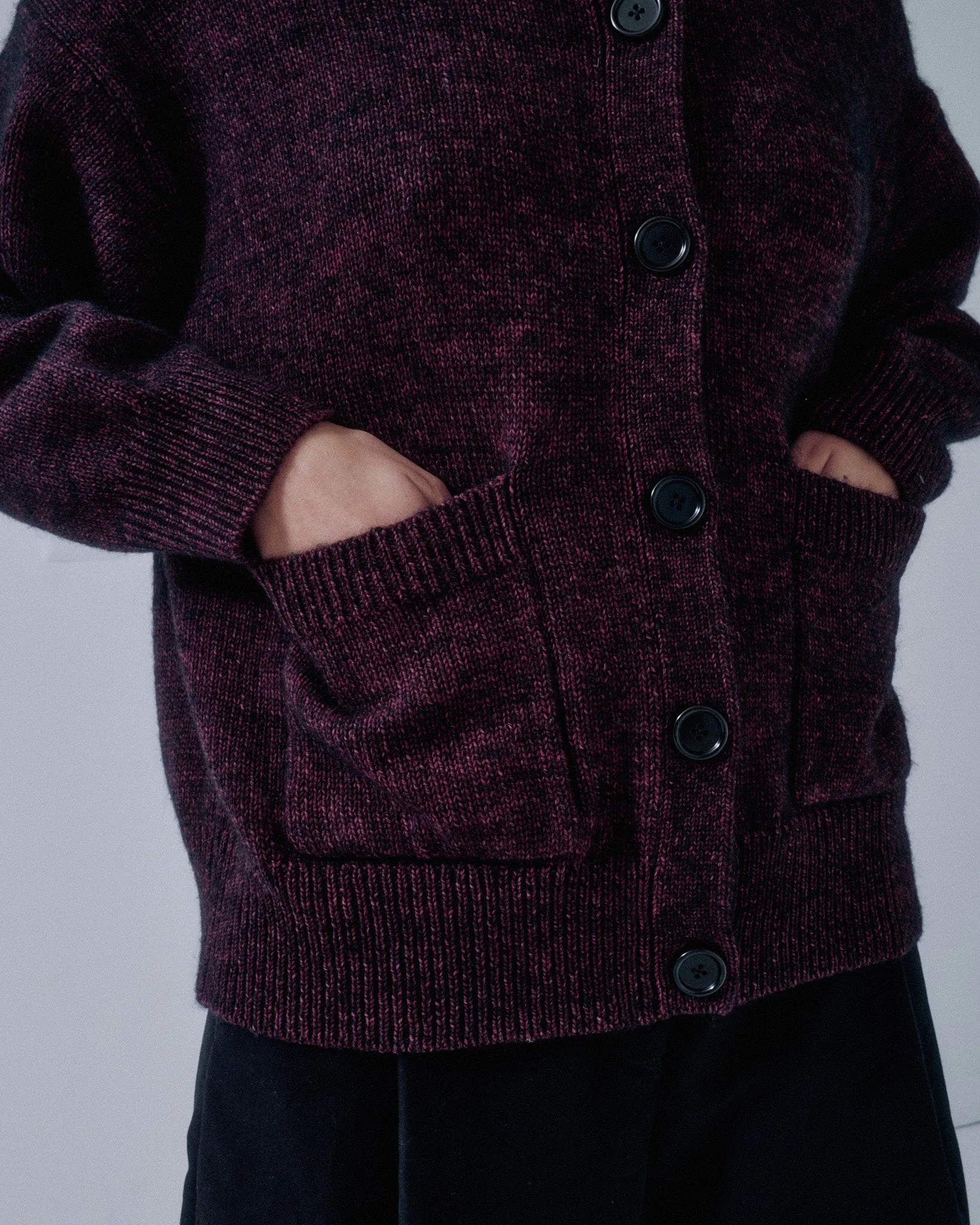 JP PRE TWEED YARN CARDIGAN IN SPECKLED PURPLE sold by Sayaka Davis product image thumbnail 4