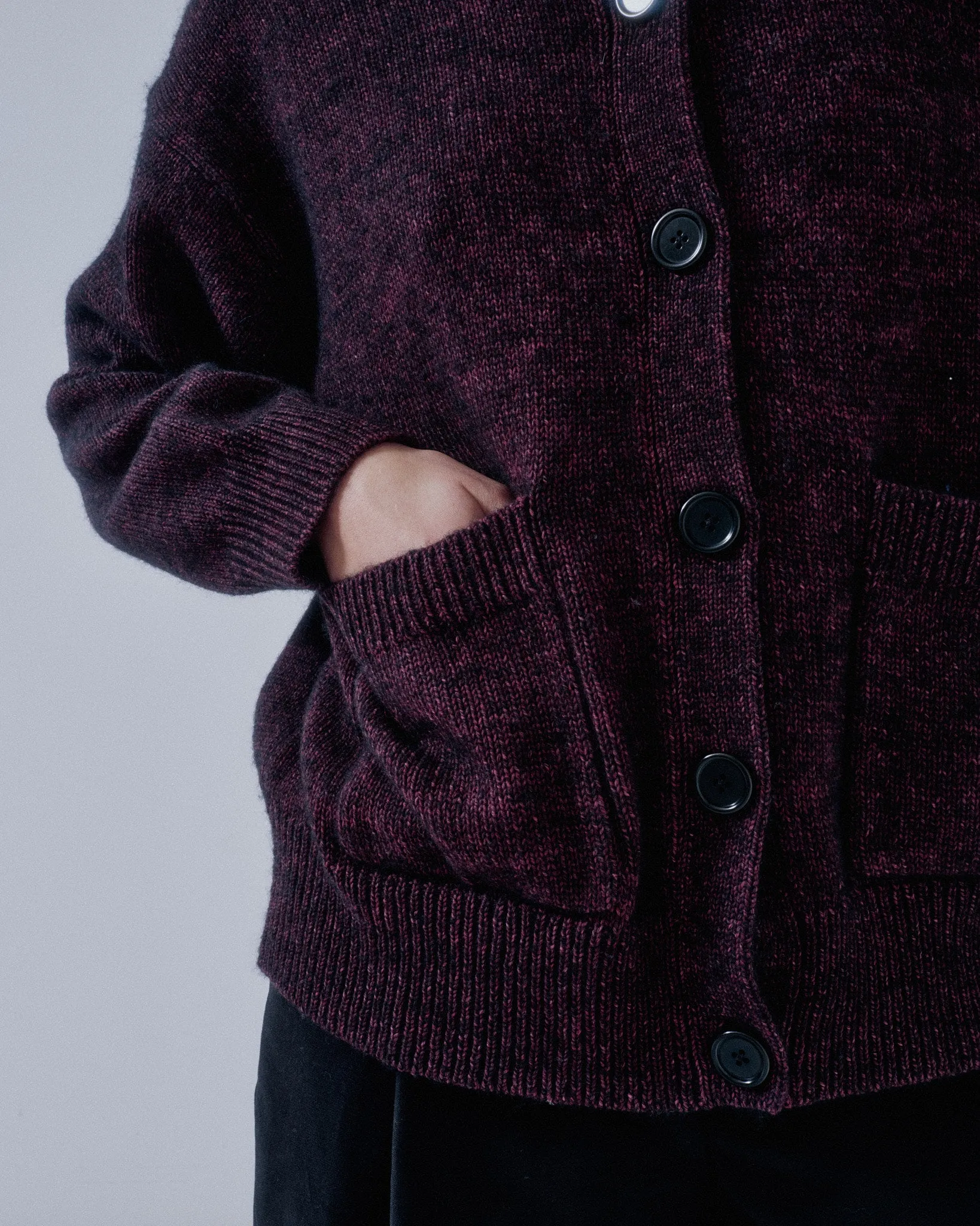 JP PRE TWEED YARN CARDIGAN IN SPECKLED PURPLE sold by Sayaka Davis product image thumbnail 3