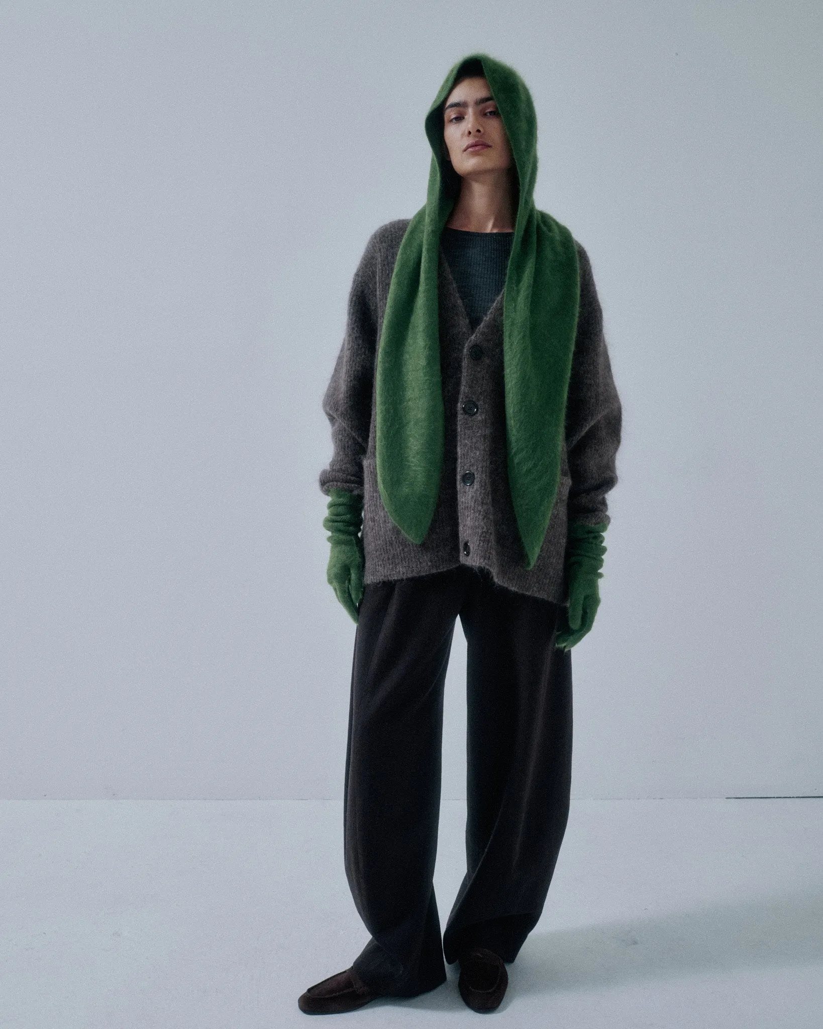 JP PRE HOODED CASHMERE SCARF IN CACTUS sold by Sayaka Davis